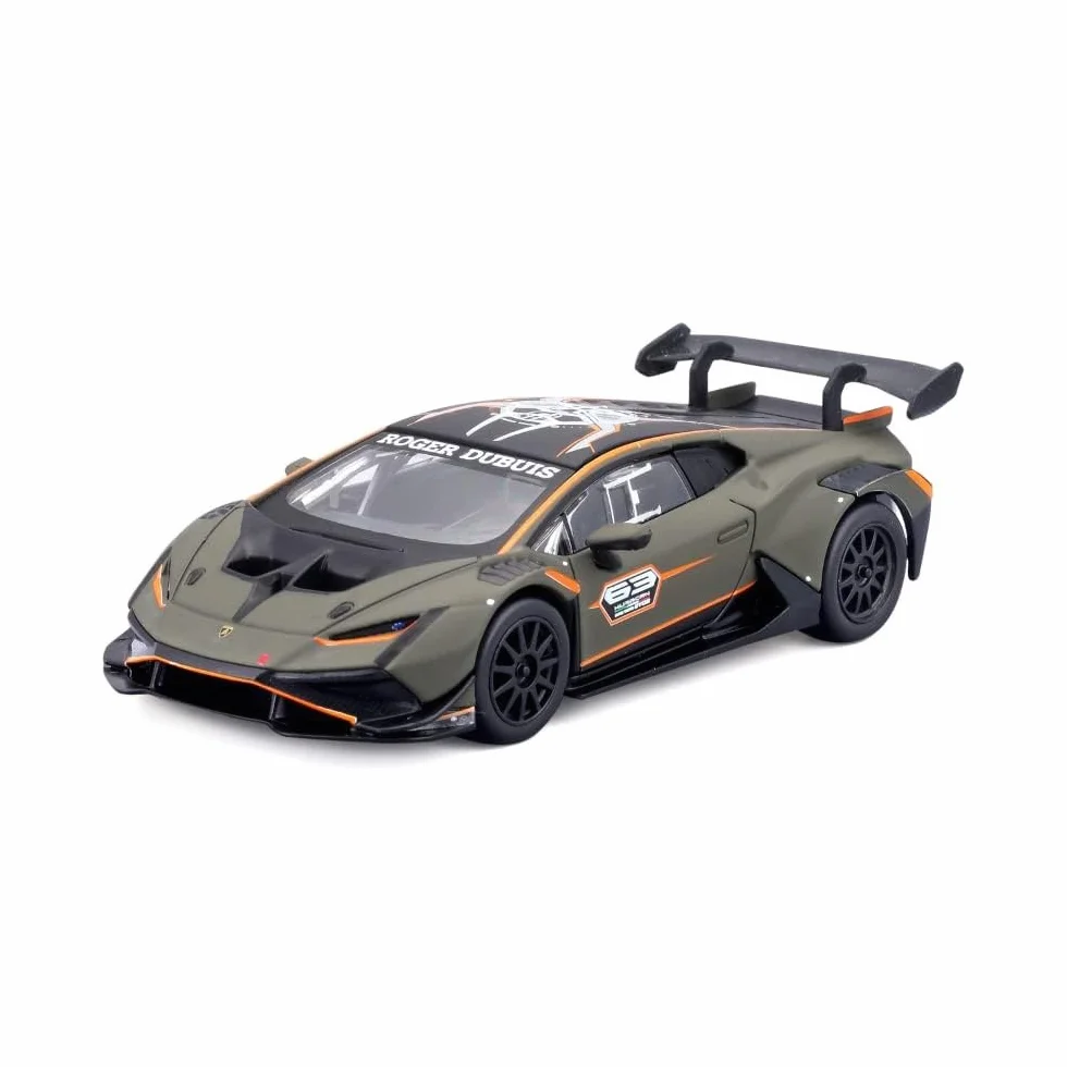 Bburago - Lamborghini Huracán Super Trofeo EV02 con Teca Espositiva in Scala 1:43, Auto Diecast Verde, Replica Dettagliata Supercar, Licenza Ufficiale, Età Consigliata 14+ Anni