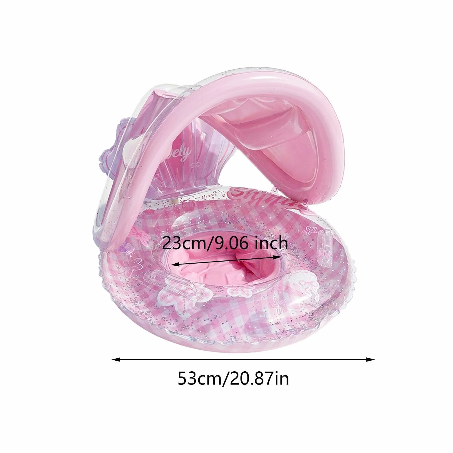Salvagente Neonato Con Parasole, Cute Ciambella Neonato Mare, Seggiolino Gonfiabile Mare Per Bambina 6-12 Mese