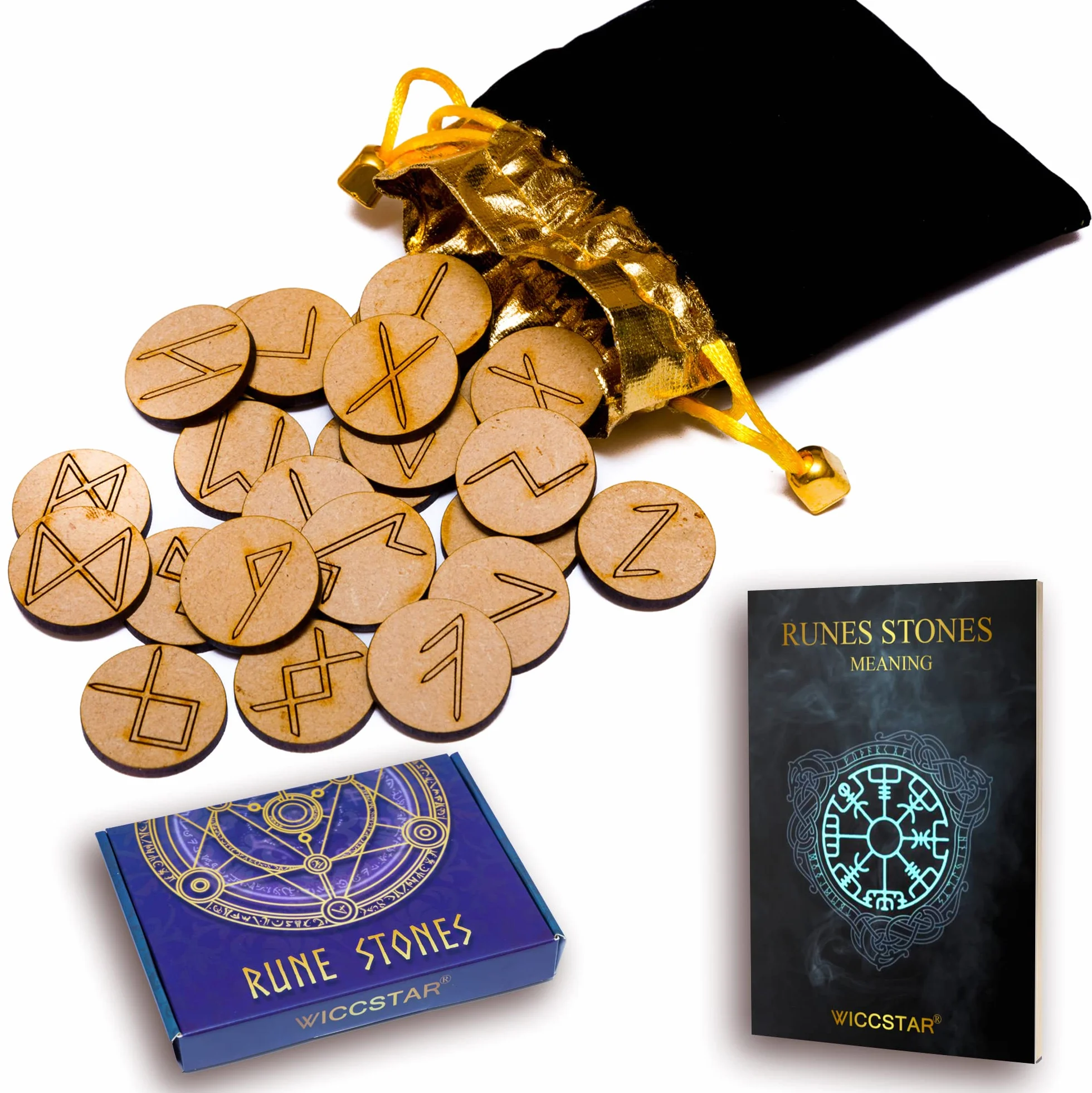 25 Rune Pietra celtiche Stone Set Borsa con Layout & Rune celtichecato Pergamena (in Inglese)