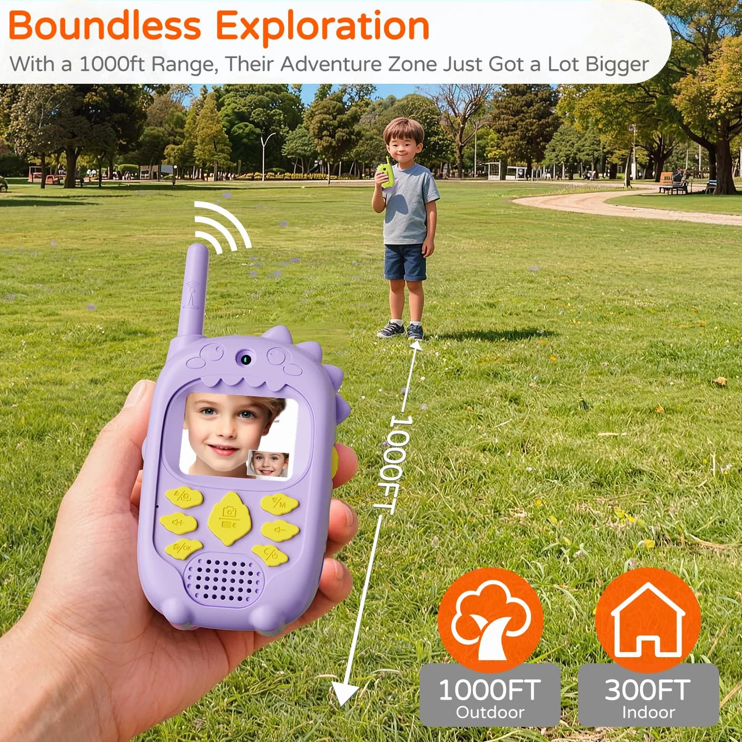 Walkie Talkie Video a Doppia Fotocamera per Bambini 3-12 Anni, Set da 2 con Fotocamera Anteriore e Posteriore, Ricaricabile
