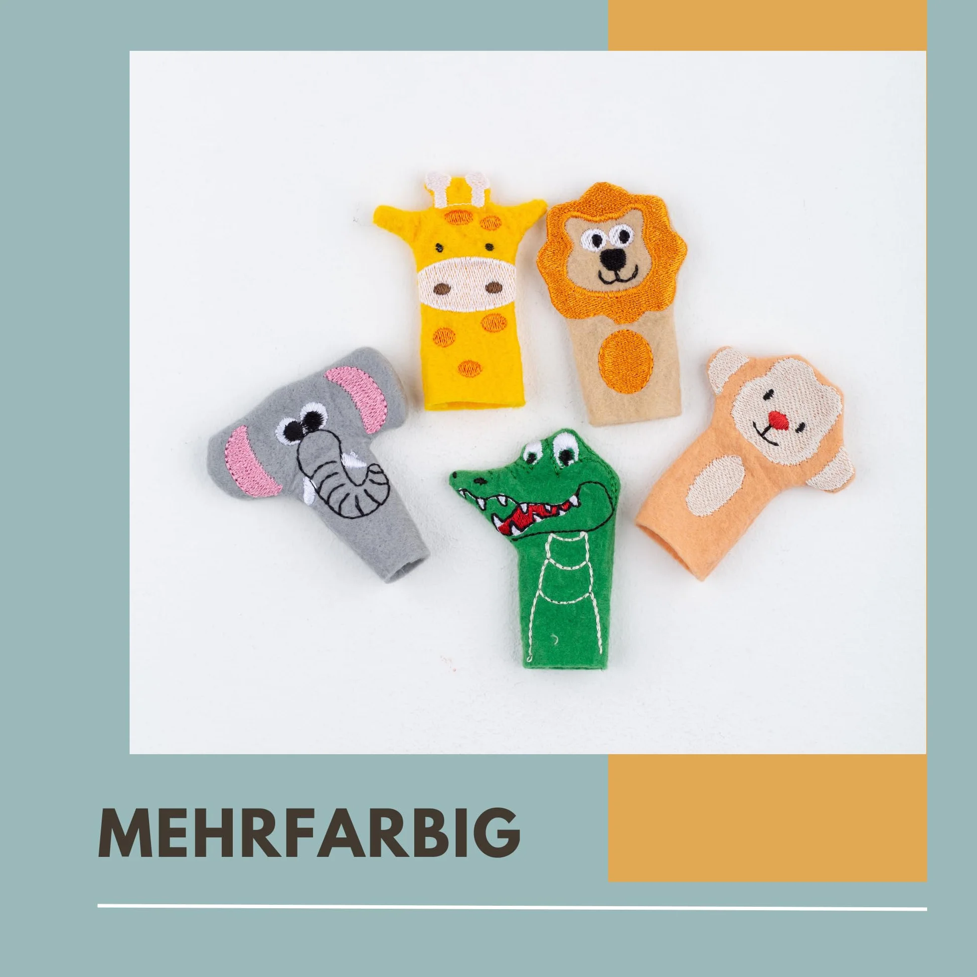 Set di bambole da dito con animali selvatici 5 pezzi feltro colorato per neonati giocattolo safari