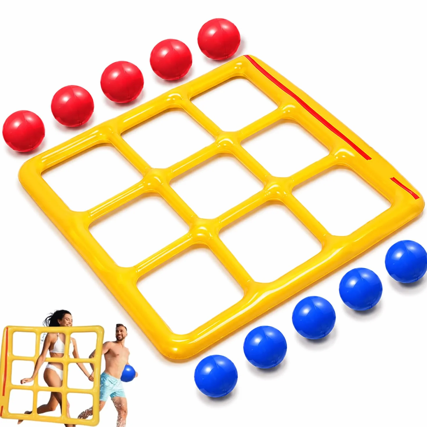 Giochi Piscina Tic Tac Toe, Giocattolo Gonfiabile per Piscina, Gonfiabili Piscina con 10 Palline, Galleggiante per Piscina Gioco, per Piscina, Spiaggia, Bambini e Adulti