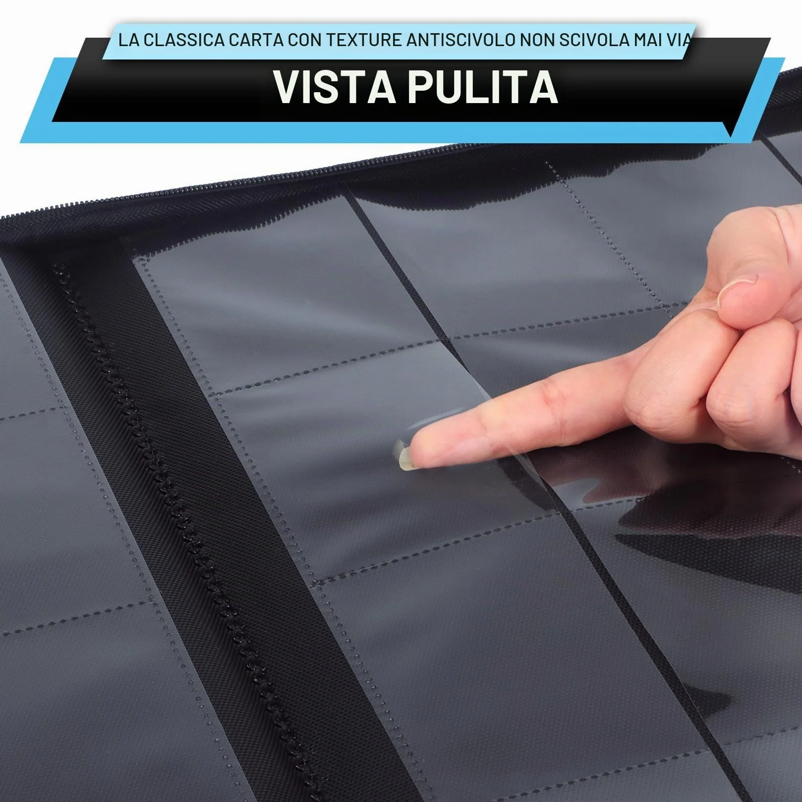 WITHYU Album da Collezione per Carte 16 Tasche, Capacità 1024 Carte - Portacarte Impermeabile Caricamento Laterale con Zip per TCG, Calcio & Collezioni, Portatile (Nero)