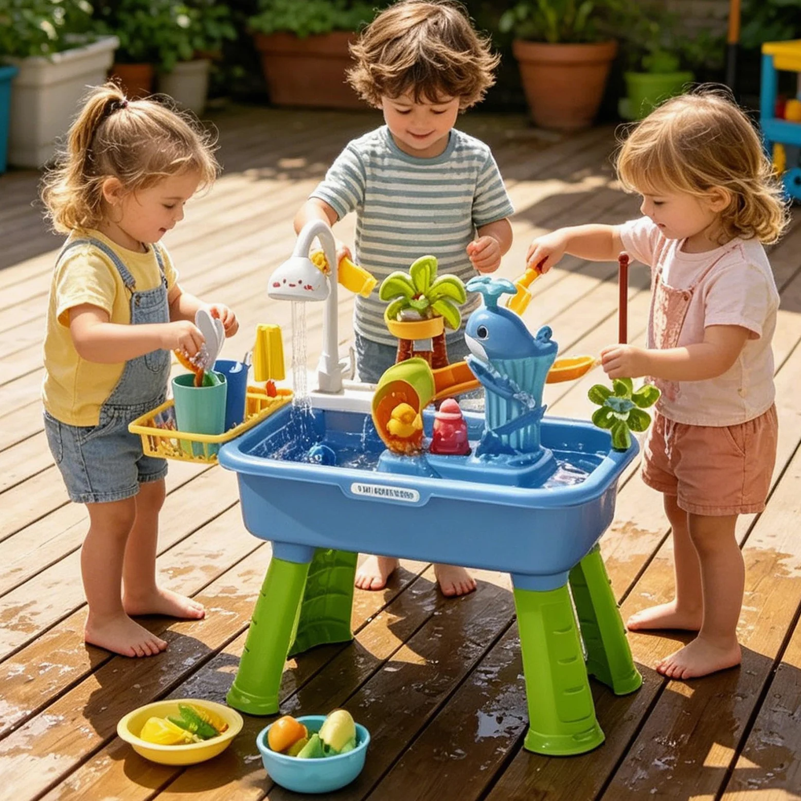 Tavolo D'Acqua Di Pesca Giocattolo Sensoriale | Tavolo Sabbia e Acqua per Bambini Per Maschi Bambino Giardino Spiaggia Asilo Scuola Materna Campeggio Interno Patio