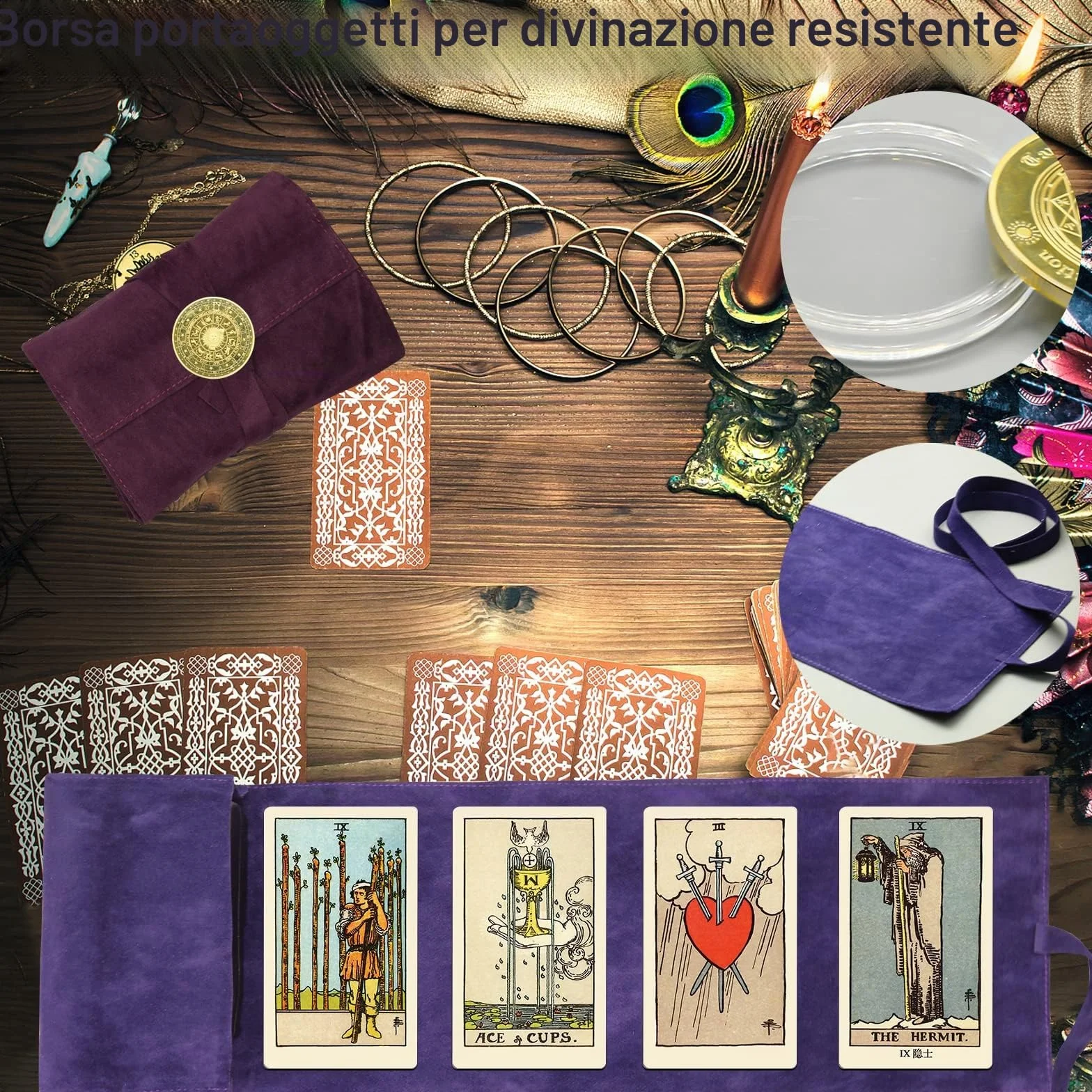 Kit Borsa Porta Carte dei Tarocchi da 3 Pezzi, Buste in Tessuto per Tarocchi, Accessori per Mazzo Oracle