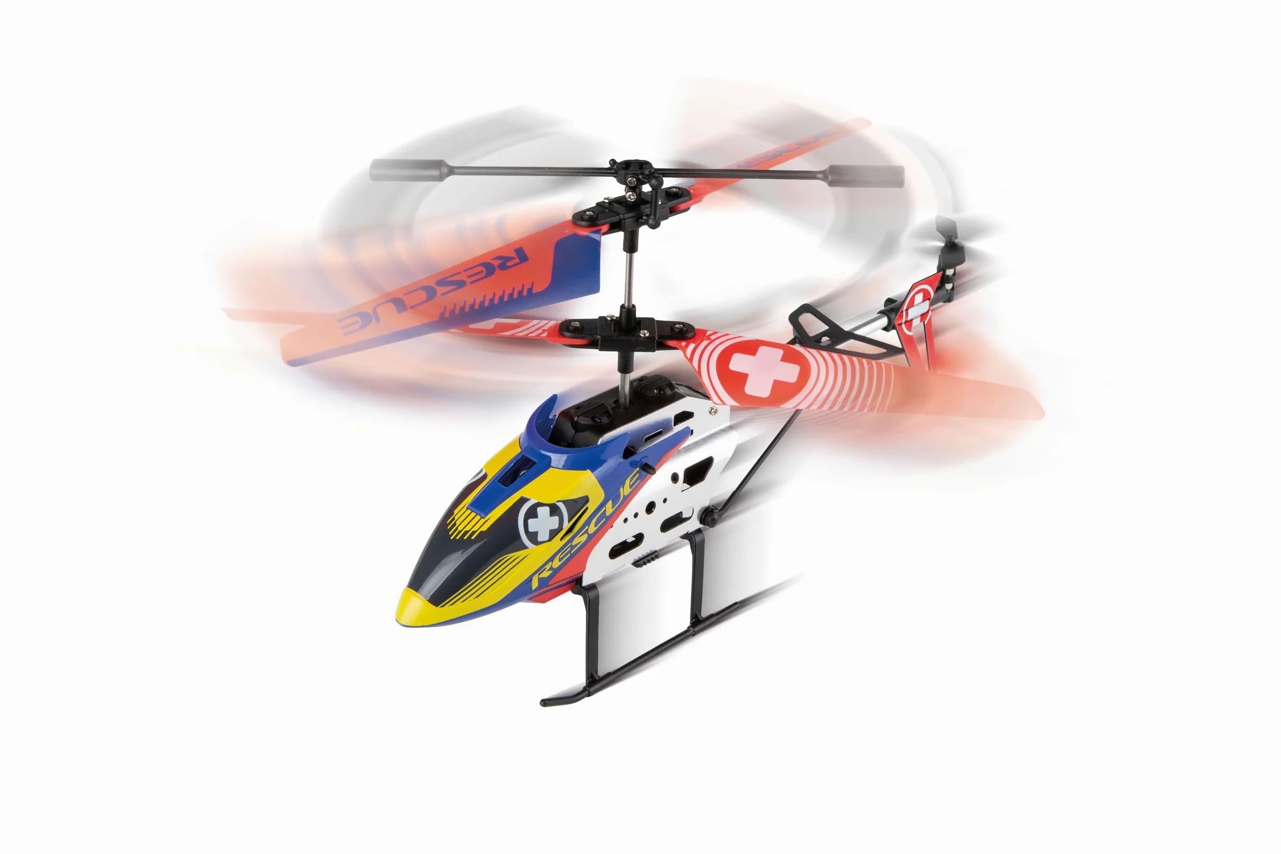 Carrera RC Rescue One Elicottero radiocomandato da 2,4 GHz, elicottero RC con scafo in alluminio, sistema giroscopico e assistente in altezza, luce LED, funzione di avvio e atterraggio automatico
