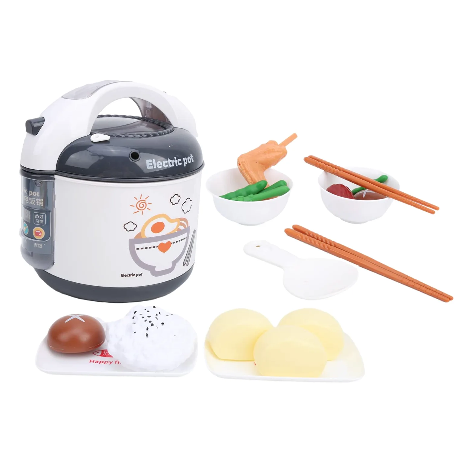 Set di Giocattoli per Cuociriso per Bambini, Elettrodomestici da Cucina in Plastica Dai Colori Vivaci per un Divertimento Interattivo (Grigio)