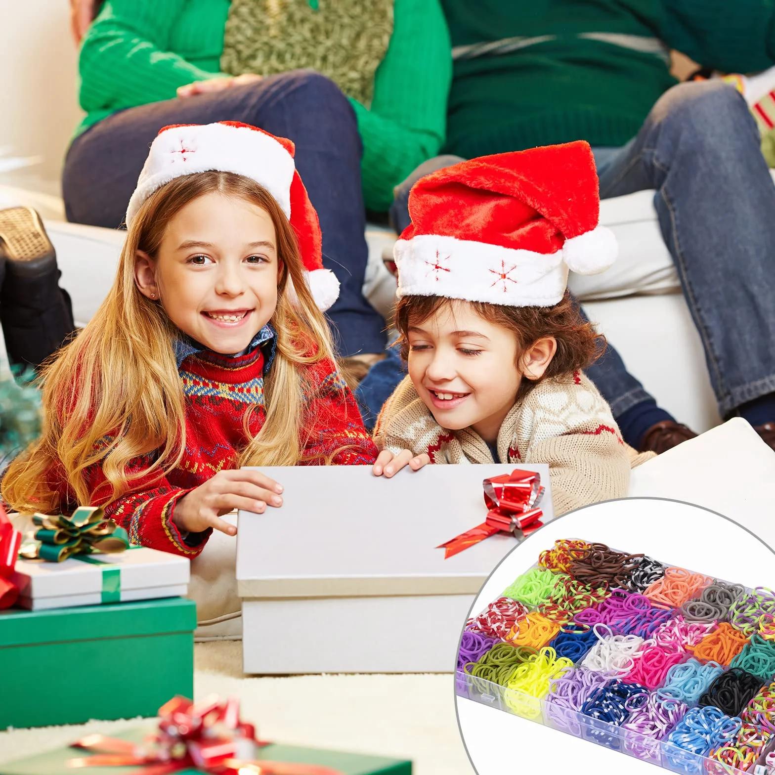 Noa Home Deco kit Elastici per Braccialetti, 2500+pcs kit fai da te Colorato, Telaio con Ciondoli, Gancetti, Perline per Bambini Braccialetto dell'amicizia Ragazze Ragazzi Regalo di Compleanno Natale