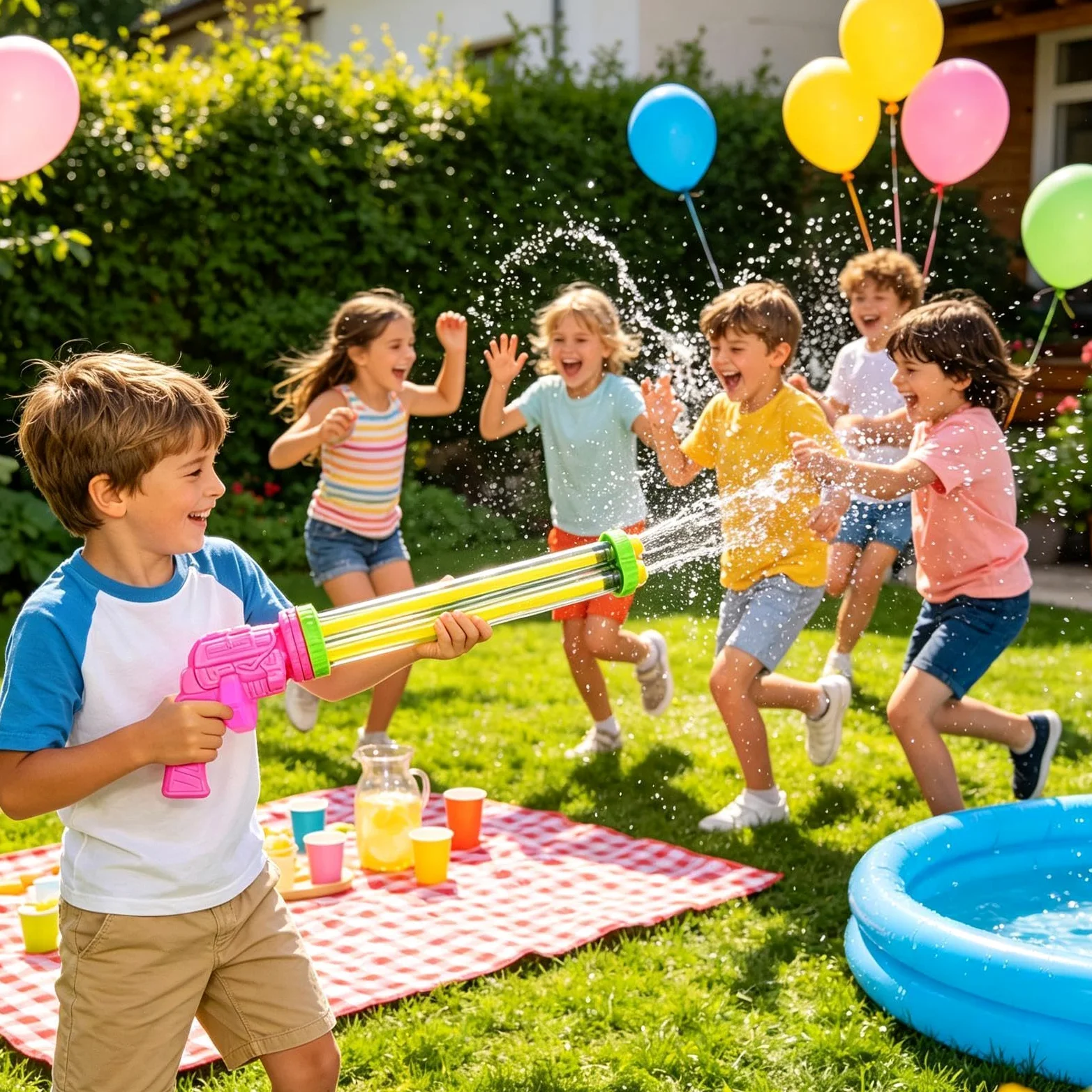 Spruzzatore d'Acqua per Bambini Giocattolo Da Festa Multi-Tubo Estraibile | Giocattolo Spruzza Acqua Da Esterno Per Adulti Feste Campeggio Giardino Retro Compleanni Gite Al Lago Prato Cortile