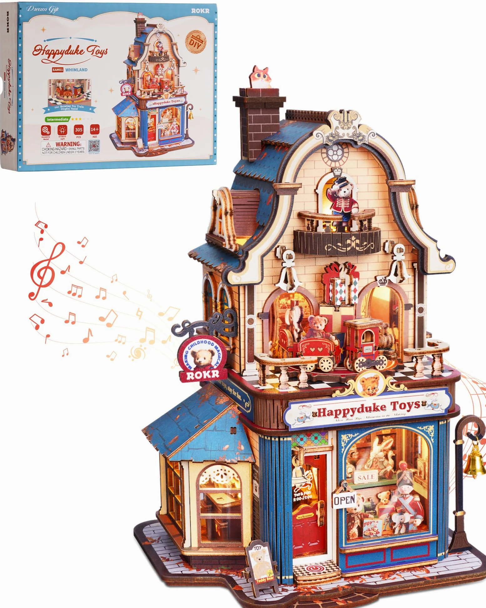 ROKR Happyduke Toy Shop Puzzle 3D in Legno per Adulti, EAM01 | Regalo per adulti,Miniatura decorativa per scrivania