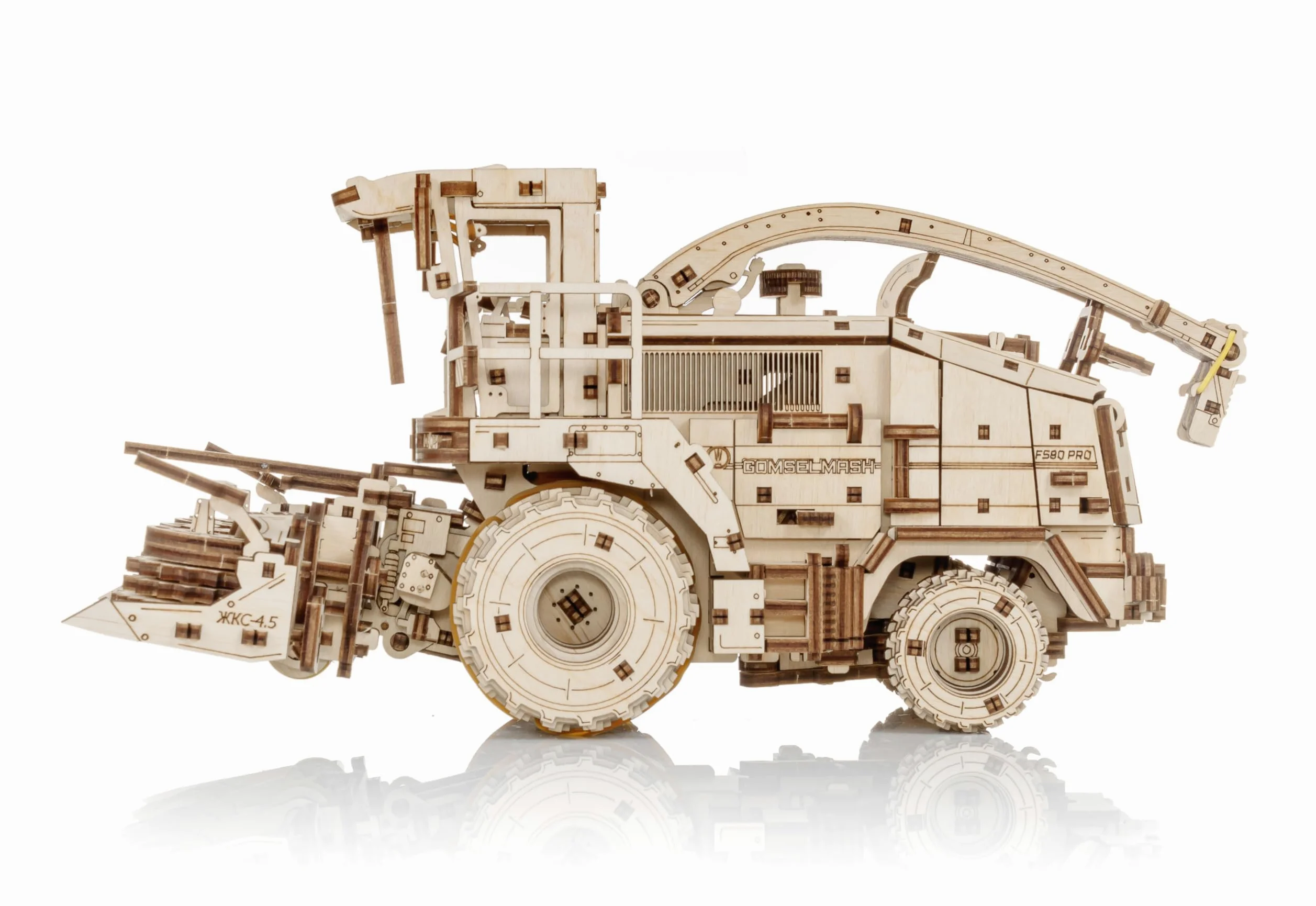 EWA Eco-Wood-Art - Puzzle in legno 3D per ragazzi e adulti, 14+ - Macchina raccolta FS80 - Kit fai da te, montaggio fai da te, non richiede colla - 580 pezzi