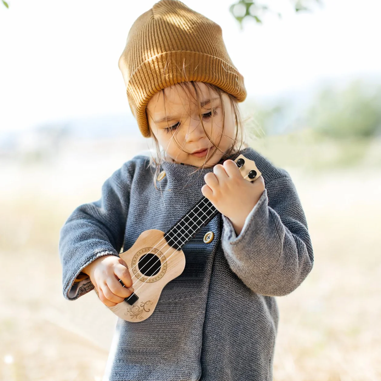 Toyvian Ukulele Bambini 9.84 Pollici 4 Corde Strumento Musicale Educativo 3-6 Anni
