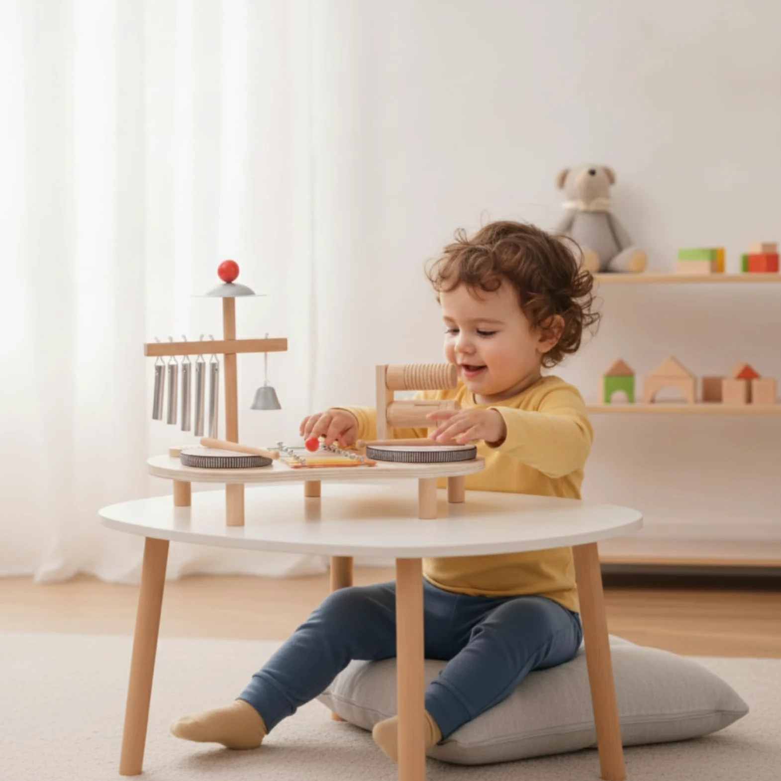 Colcolo Strumento a Percussione per Bambini Set Musicale Educativo Xilofono Piatti Campane a Bacchette in Legno Apprendimento Ritmico Adatto per Ambienti Prescolari Playroom Camerette Casa