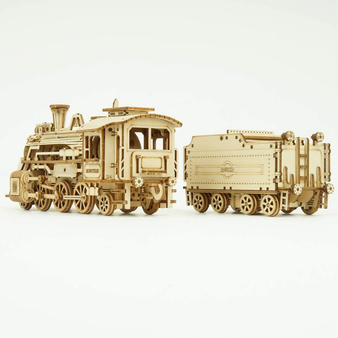ROKR Modello di Treno in Legno 3D - Locomotiva Modellino Meccanico in Legno - Modellini da Construire - Regali per bambini e adulti (Prime Steam Express)
