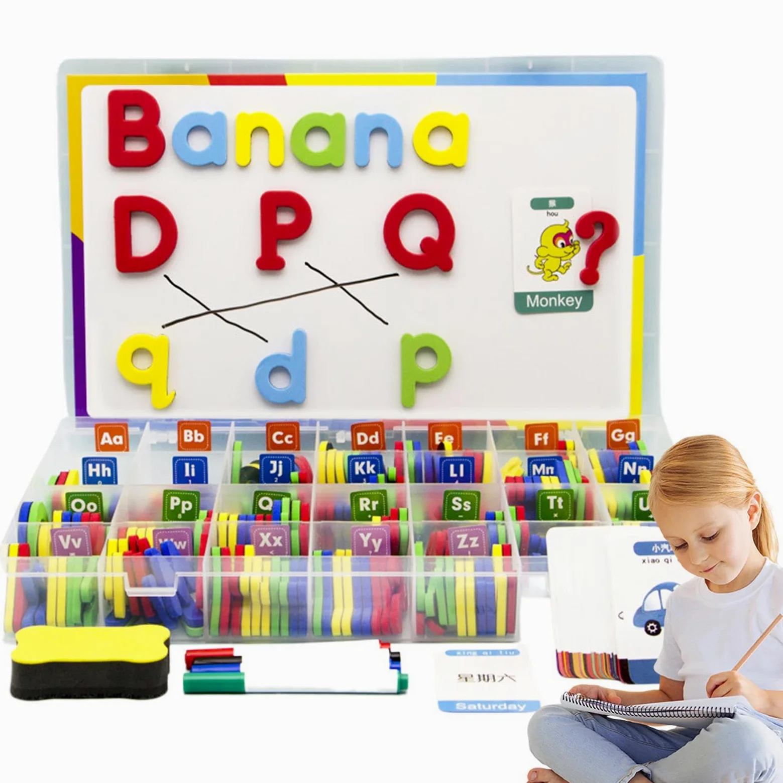 Magneti ' – Set di numeri e lettere magnetiche, giocattolo educativo | colori vivaci, kit di apprendimento maiuscolo e minuscolo, strumento coinvolgente | adatto a s'