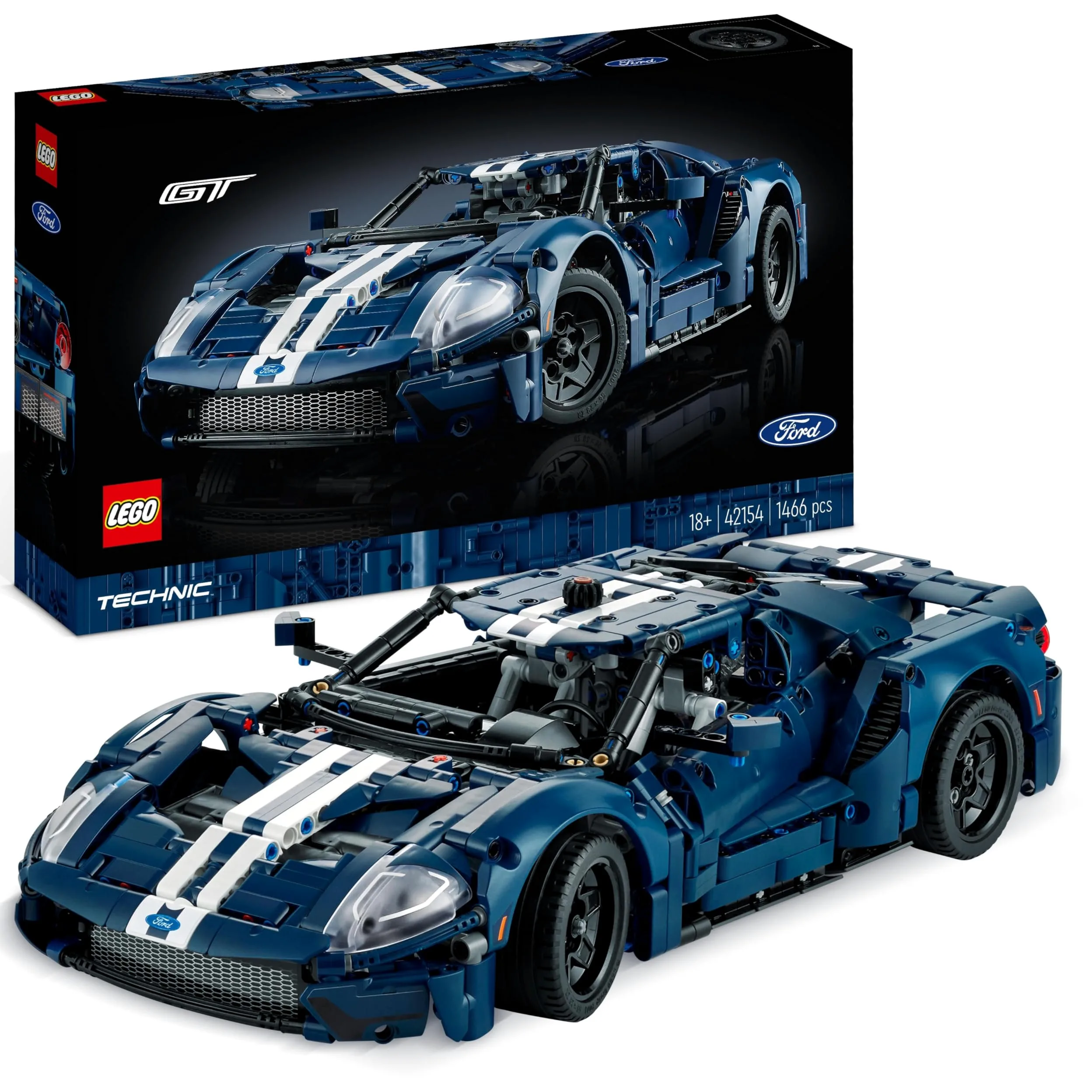 LEGO 42154 Technic Ford GT 2022, Kit Modellino di Auto da Costruire per Adulti, Idea Regalo per Uomo o Donna, Lui o Lei, Supercar in Scala 1:12 con Dettagli Originali, Set da Collezione