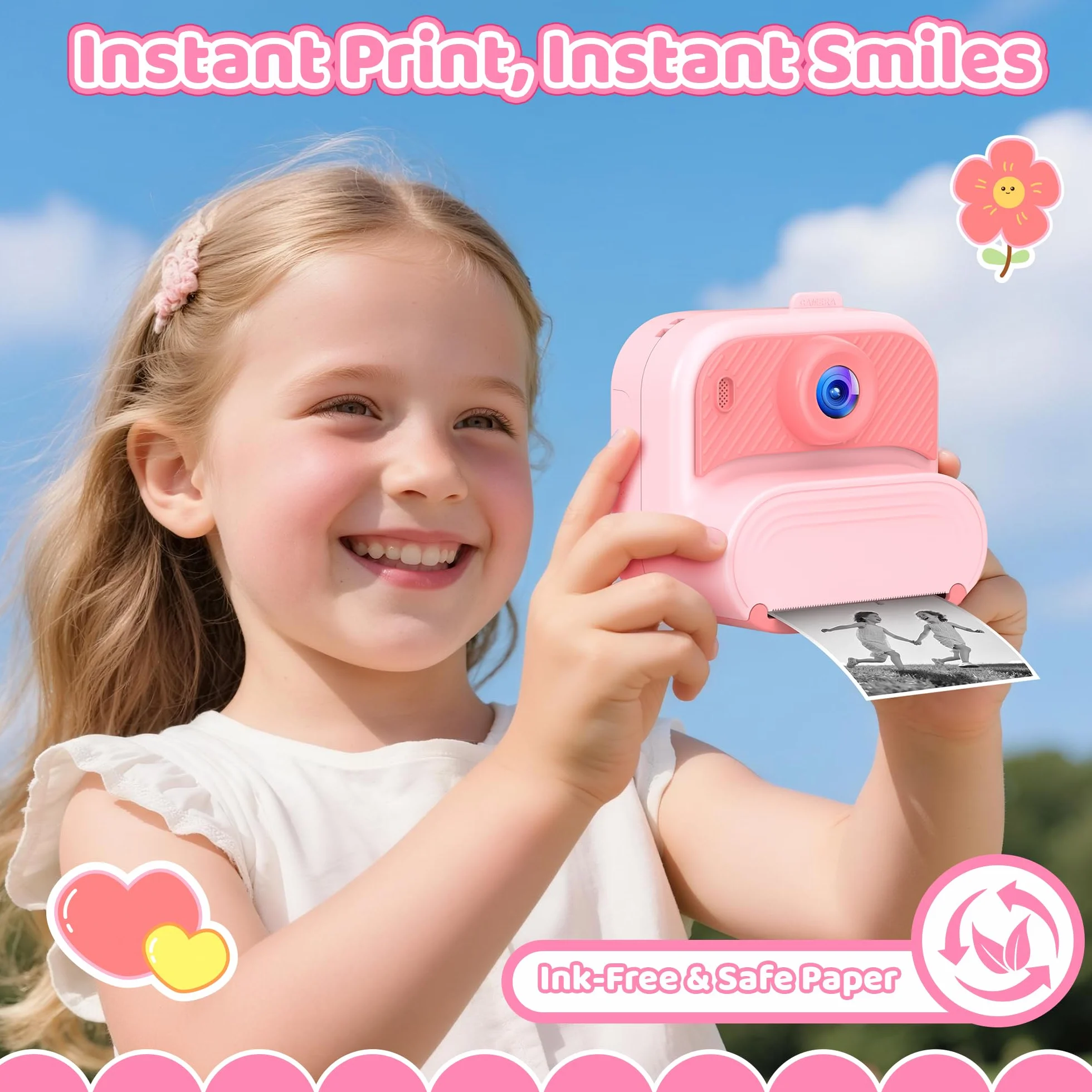 Fotocamera Digitale Bambini 32GB Istantanea Rosa Regalo Natale Compleanno