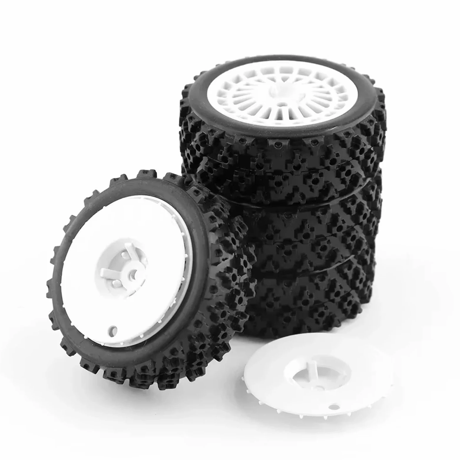 RC Car Pneumatico Ruota Compatibile con Tamiya XV01 TA06 per TT01 TT01E per TT02 per TT02B 1/10 RC per Ricambi per Auto da per Corsa Accessori 72mm Gomma per Pneumatici Ruota(White Disc)