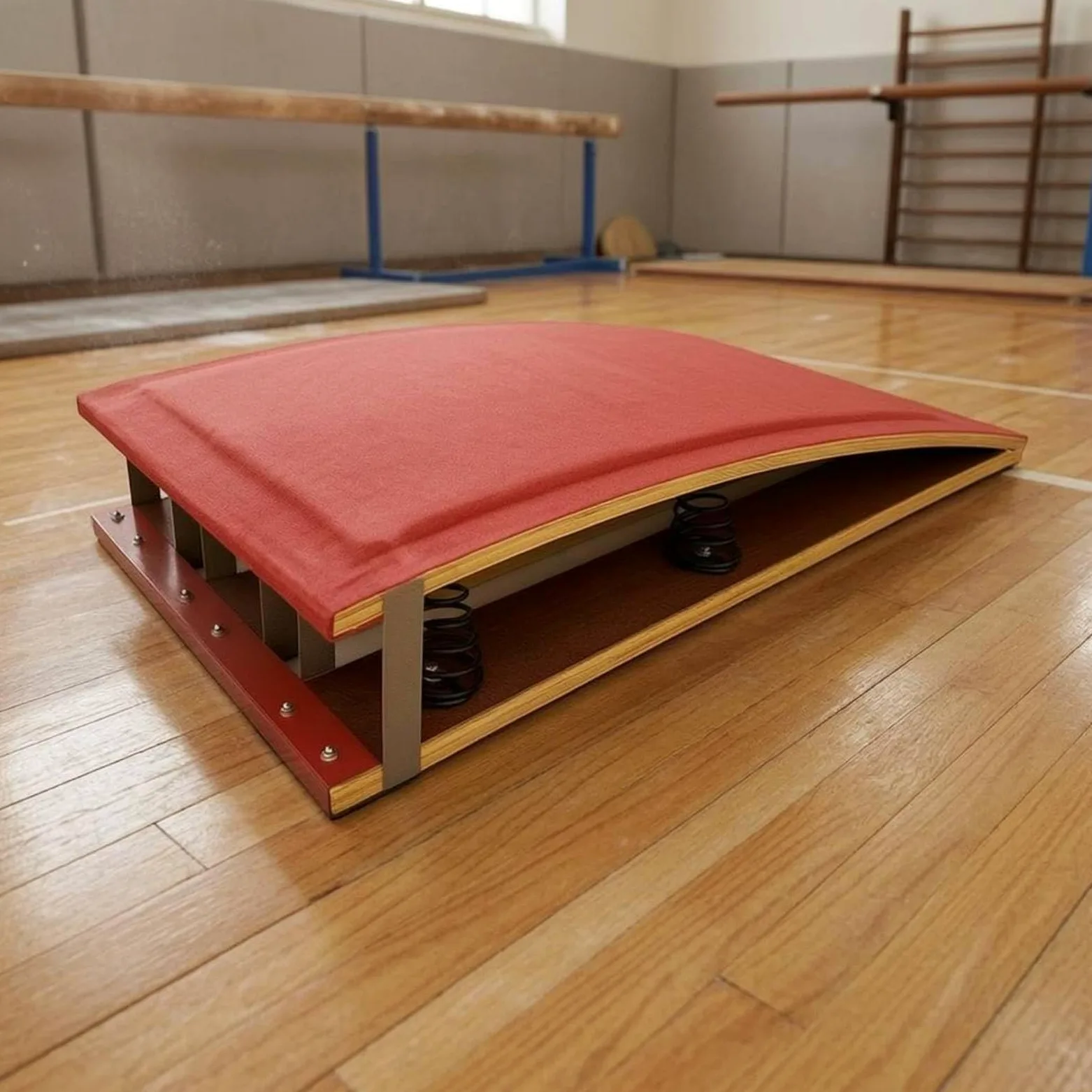 Trampolino per Bambini Tavola per Salto Pedana per Allenamento Molla Superficie Confortevole in Feltro Telaio, Tavola Da Salto A Sei Molle Rinforzate