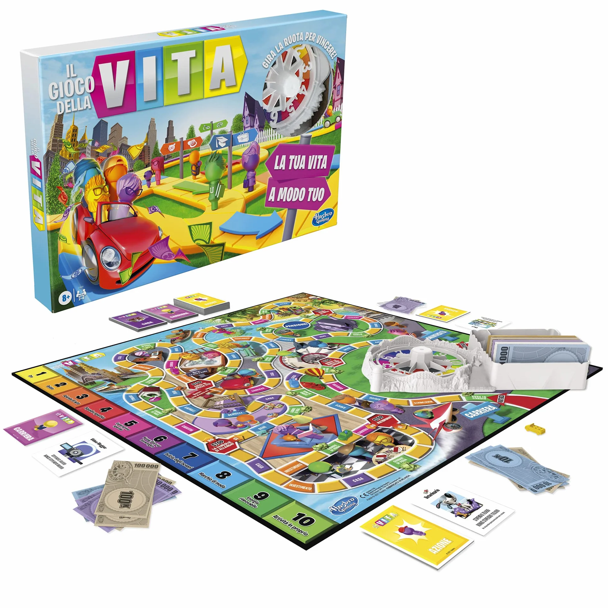 Hasbro Gaming - Il Gioco della Vita, un Gioco Adatto a Tutta la Famiglia per 2-4 Giocatori, Gioco da Tavolo per Bambini Dagli 8 Anni in Su