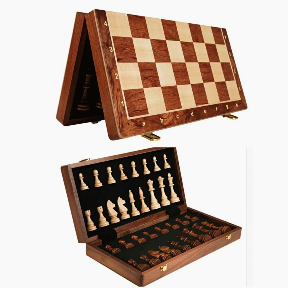 ZAW Scacchi Scacchi in Legno Set 15 '' / 17 '' Scacchiera for concorsi, Scacchiera Pieghevole Portatile, Gioco da Tavolo strategico for 2 Giocatori Chess (Color : 39 * 39cm)