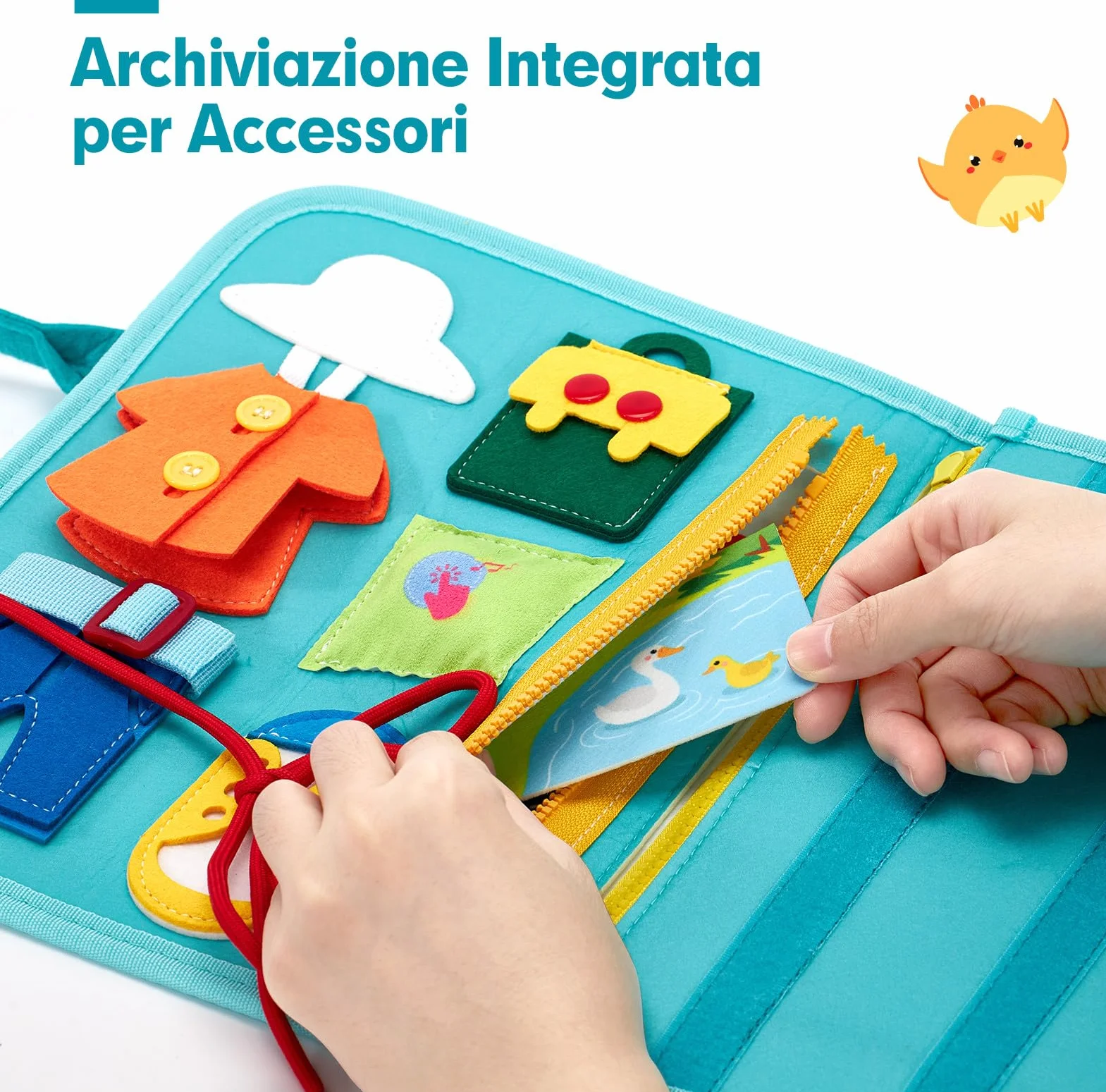 Montessori Busy Board di Feltro Bambino - Pannello Sensoriale Educativo per Bambini, Regalo Compleanno