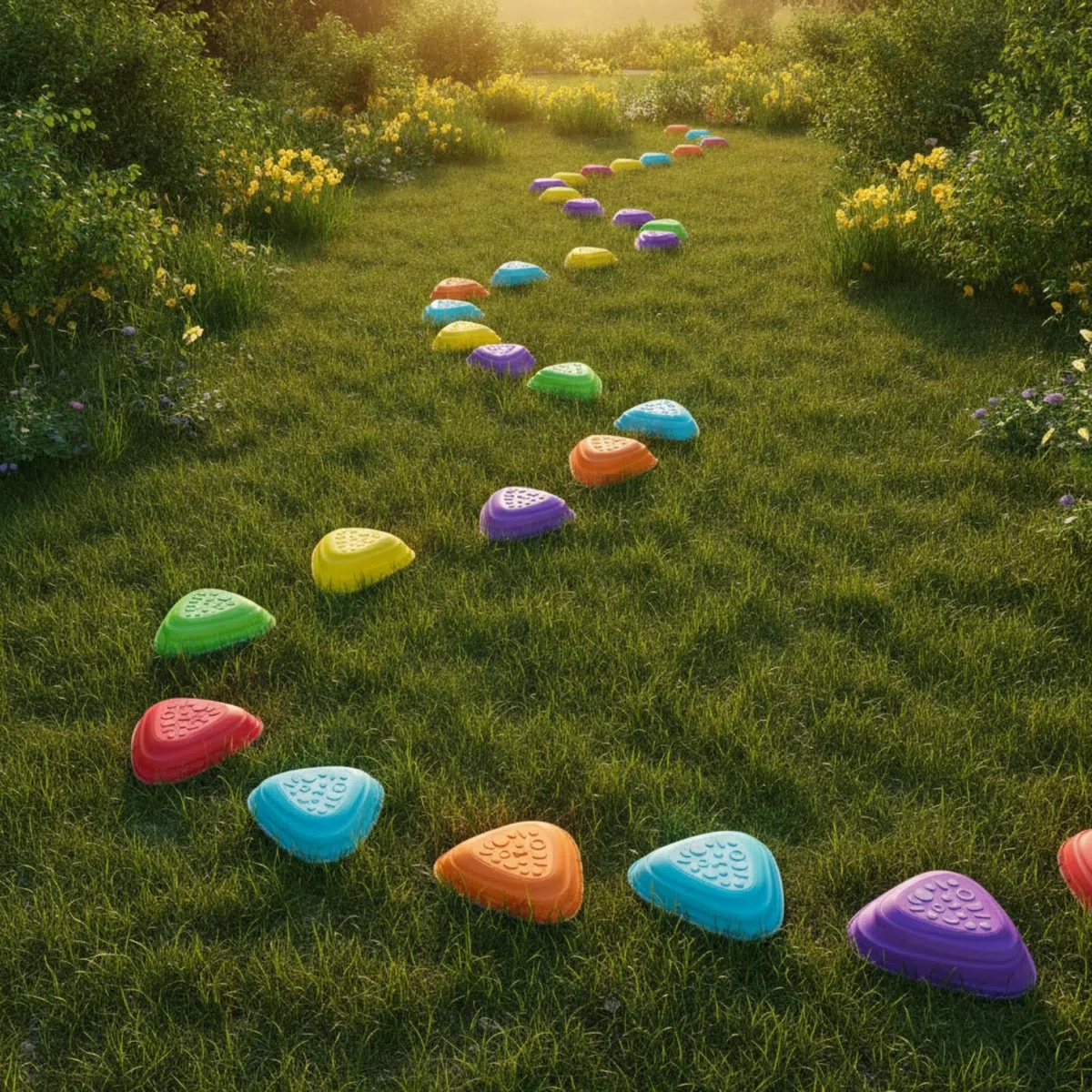 Almencla 11 Pezzi Blocchi per Percorso Ostacoli | In Plastica PP, Gioco di Equilibrio con Impilabili, Facile da Pulire, Pietre di Bilanciamento, per area giochi