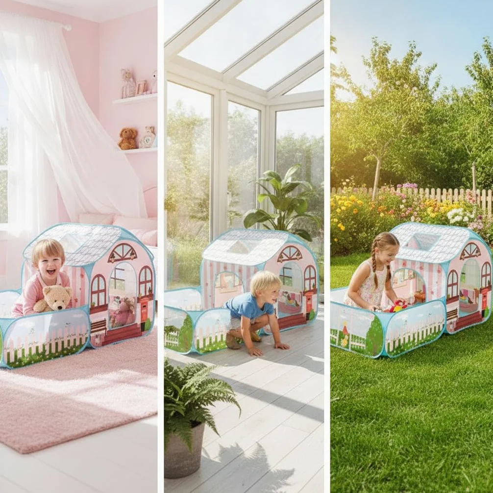 Casetta da Giardino per Bambini, Tenda -Up per Esterni, Casetta Pieghevole per Bambini