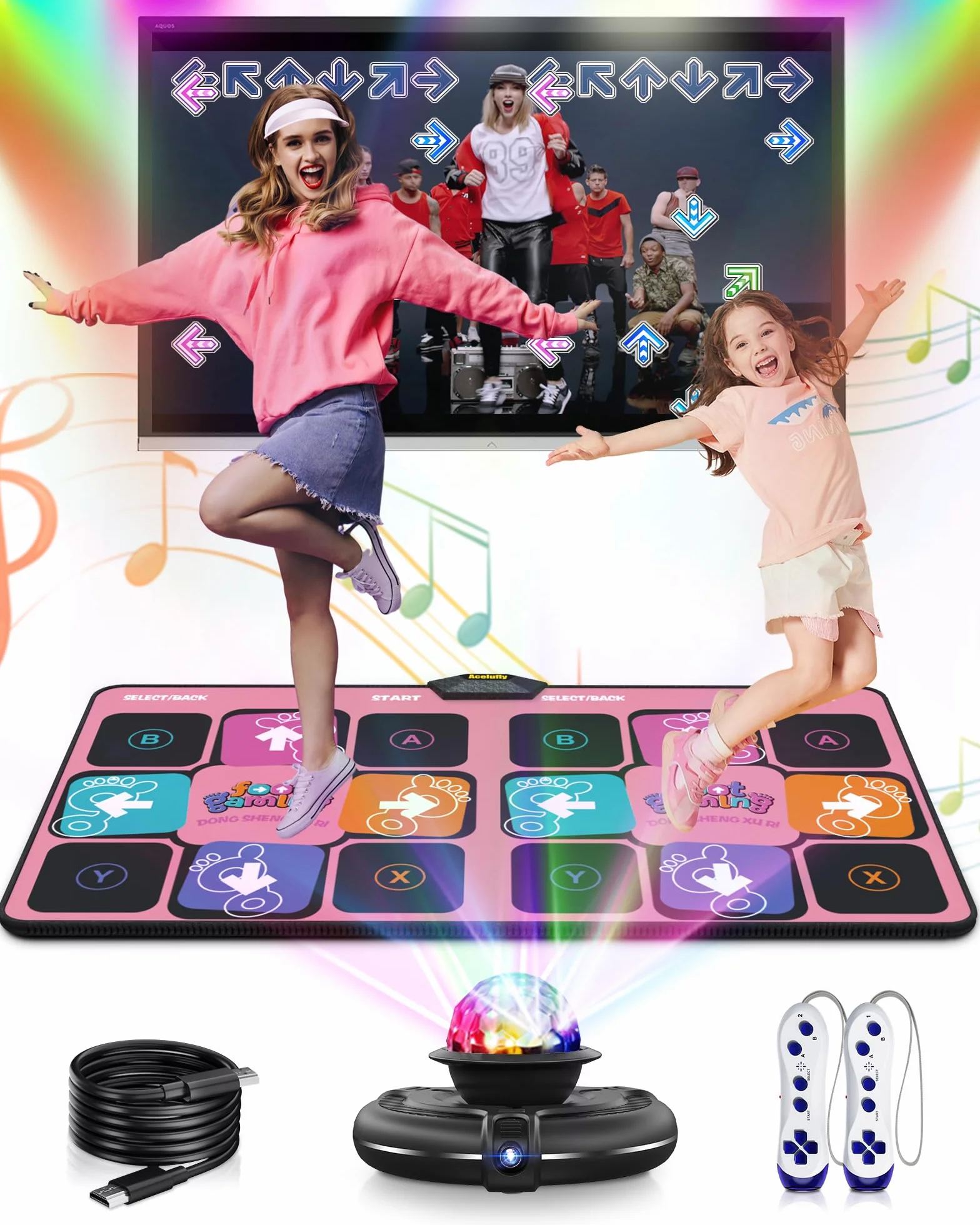 Tappetino da Ballo Elettronico Senza Fili per Ragazze con Fotocamera e Maniglia Regalo Bambini 4-11 Anni