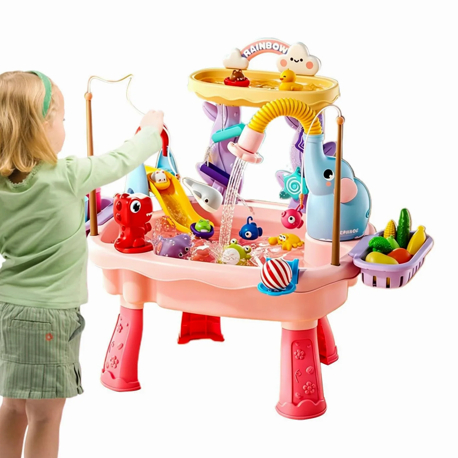 Tavolo Acqua Attività Da Spiaggia Estivo | Giocattolo Cucina per Bambini e Bambine Piccoli Patio Spiaggia Campeggio Asilo Casa Bagno Sala Giochi Vacanza Compleanno