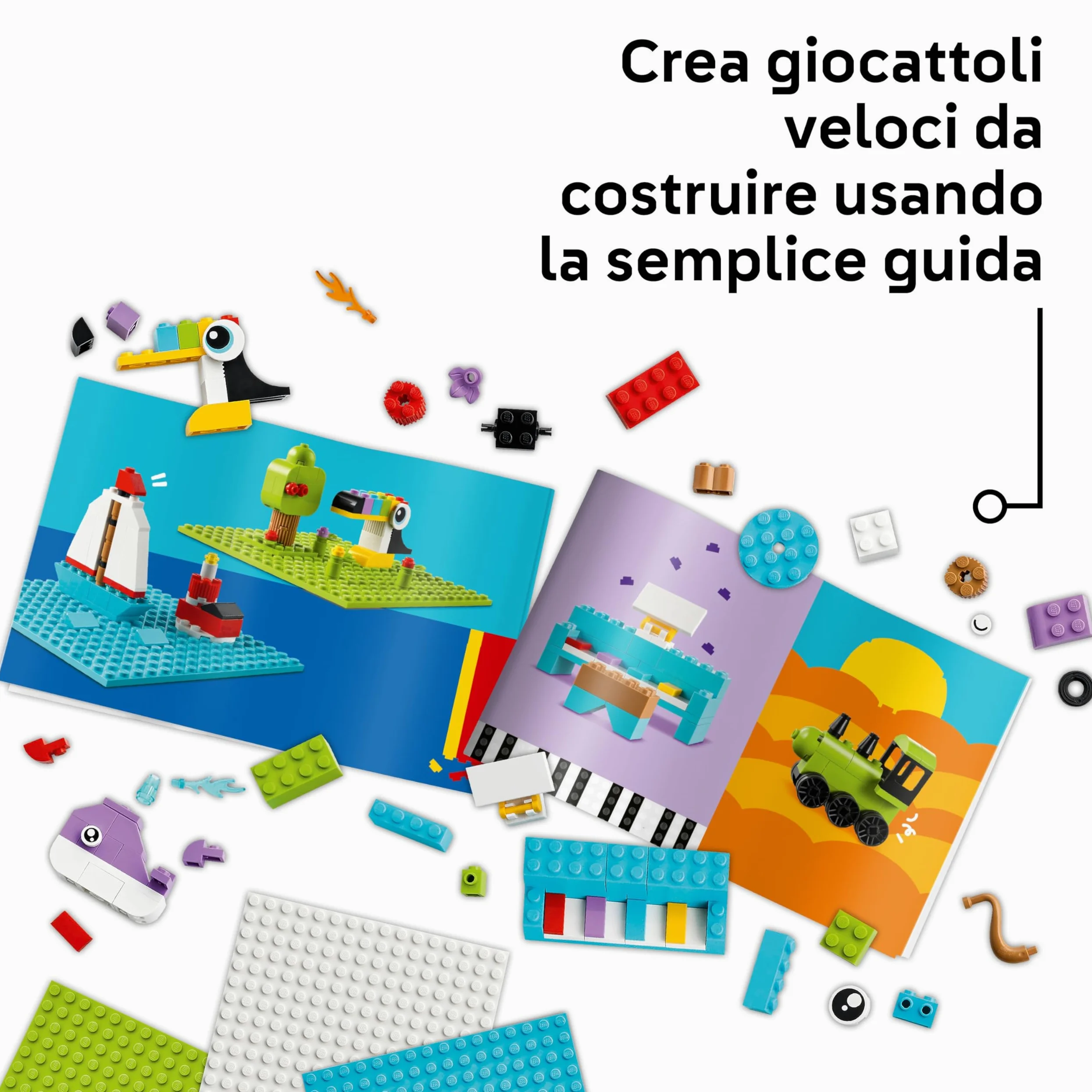 LEGO Classic Scatola Creativa Build-and-Play - Mattoncini Colorati per Costruire Casa, Cane Giocattolo, Camion dei Pompieri, Tastiera e Altro - Giochi Creativi per Bambini e Bambine da 5 Anni - 11044