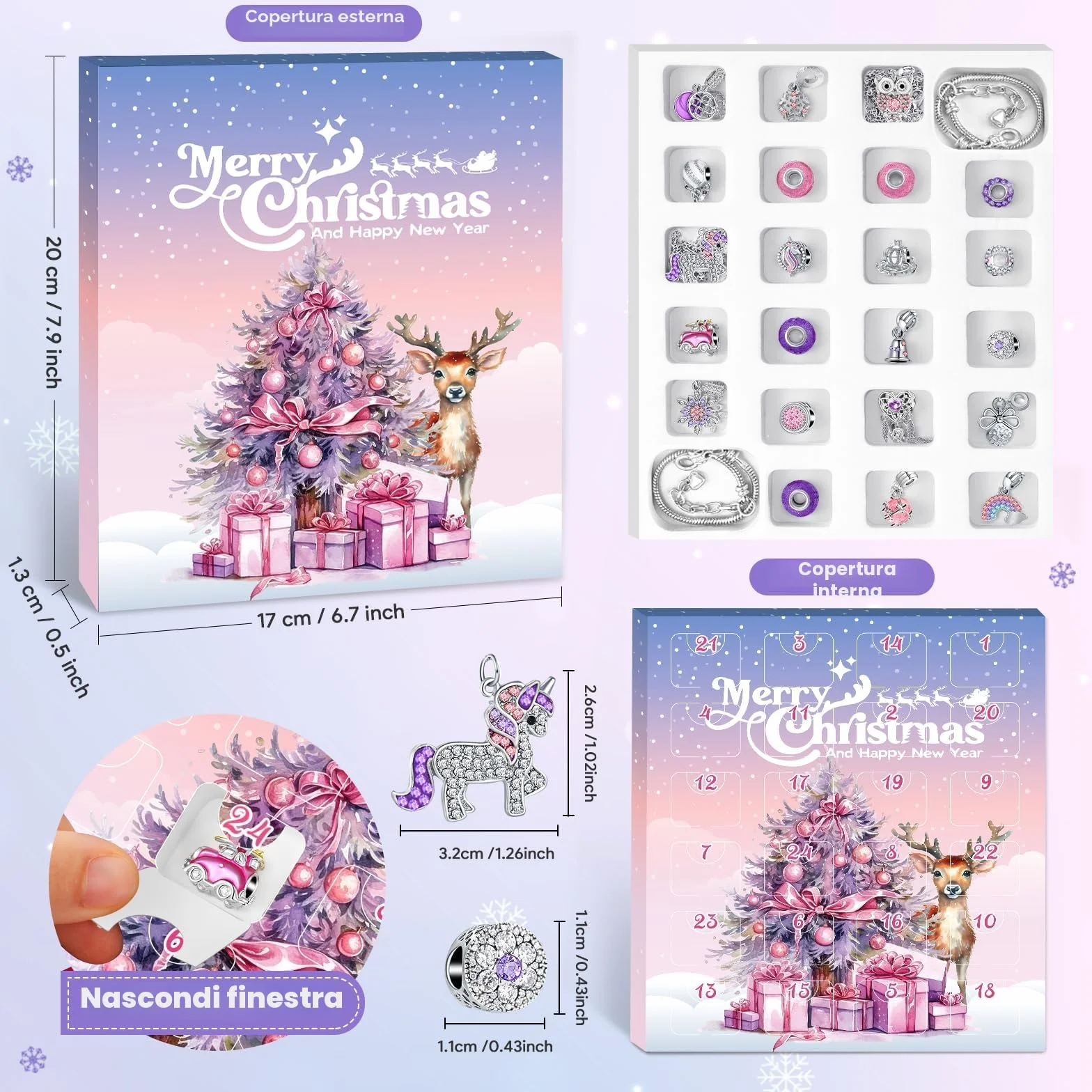 Hymarvo Calendario Avvento 2026 Bambina Gioielli, Calendario Avvento Bracciale Bambini Kinder Fai da Te, Calendari Avvento Braccialetti Collane Regalo Natale Ragazza 5 6 7 8 9 10 11 12 13 Anni