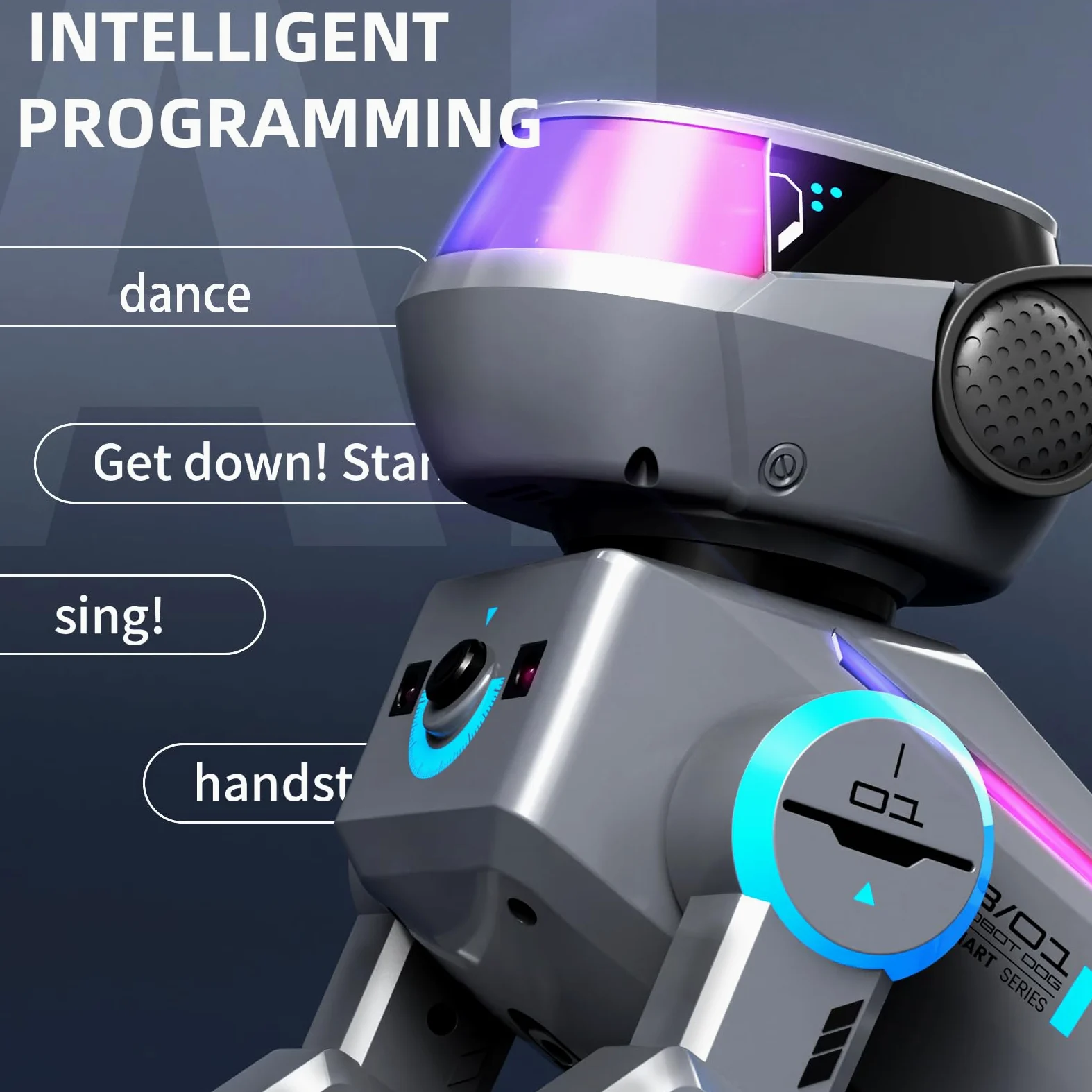 X-Verse Cane robot radiocomandato per bambini, giocattolo radiocomandato, vocale e interagire, programmabile, per danza, musica, regalo per ragazzi e ragazze da 3 a 12 anni, bianco