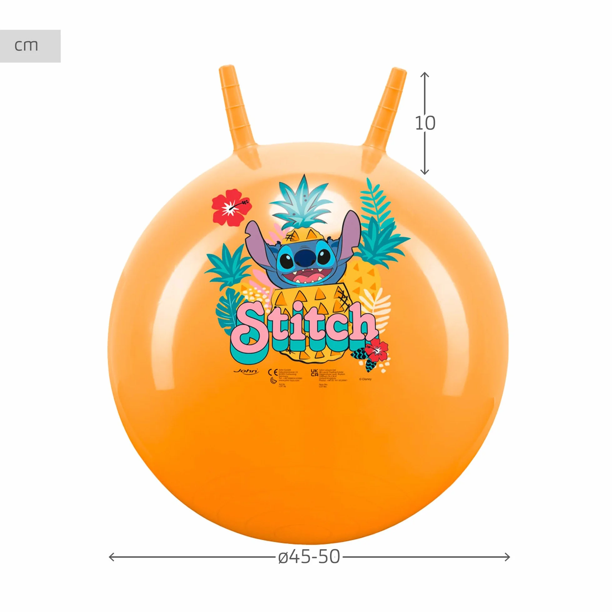 John Disney Lilo e Stitch Palla rimbalzante, Colore Arancione perlato, 50 cm, 59528
