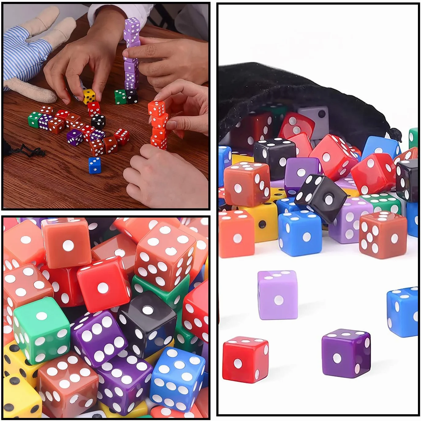 HUAZIZ Set di 100 dadi colorati a 6 facce Dice Game D6 dadi 12 mm per Giochi da Tavolo, Multigioco, Giochi Matematici per Bambini Set dadi a più Lati