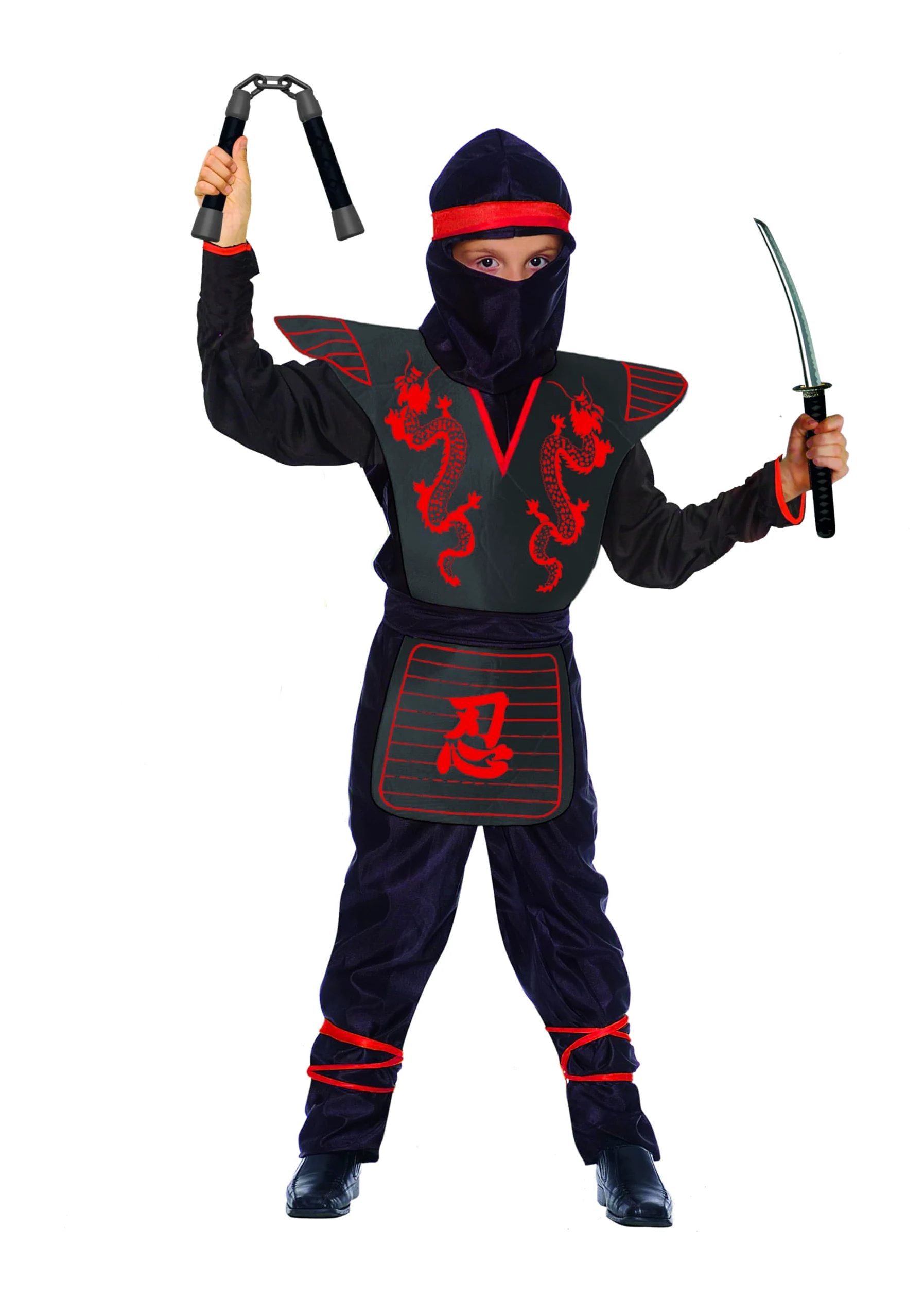 Ciao Ninja Fighter Costume Bambino, Nero/Rosso, 5-7 Anni