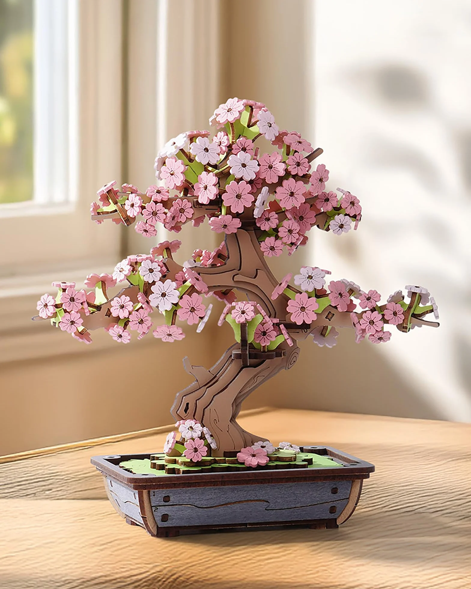 Rolife Puzzle 3D Sakura e Pino Sempreverde Kit di Modelli Puzzle in Legno per Adulti da Costruire Decorazione per la Casa Regali Creativi per Adulti e Bambini (Bonsai di Sakura)