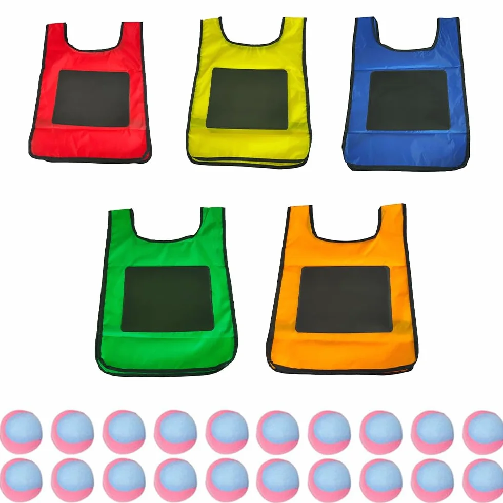 Set di Giochi Eludeball -5 Pezzi Gilet per Bambini con Etichetta Eludeball con 20 Palline Sportive Elude per Giochi da Giochi Interni Ed Esterni S