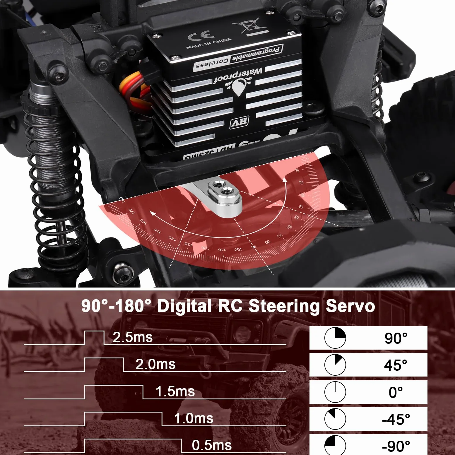 HobbyPark Impermeabile 75kg Alta Coppia RC Sterzo Servos Coreless Motore Digitale Servo Standard Size HV Ingranaggi in Metallo per 1/8 1/10 RC Crawler Auto Camion Buggy Basher Bashing 180 ° Custodia