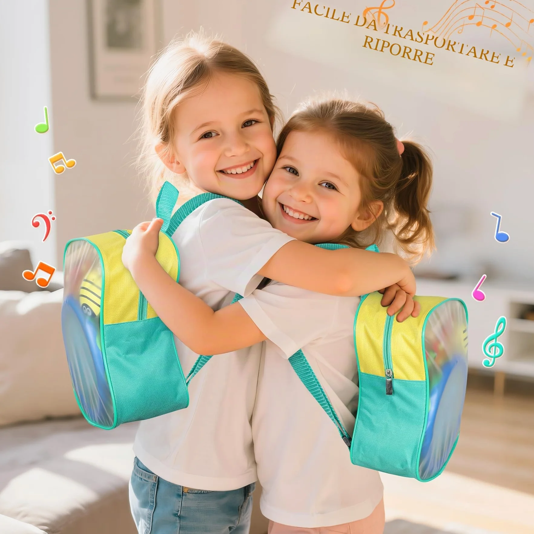 Strumenti Musicali, 24 Pezzi Percussioni con Borsa, Tamburo Perline Oceaniche, Compleanni Musicali, Creativi ed Educativi e Regali di Natale per Bambini 3+