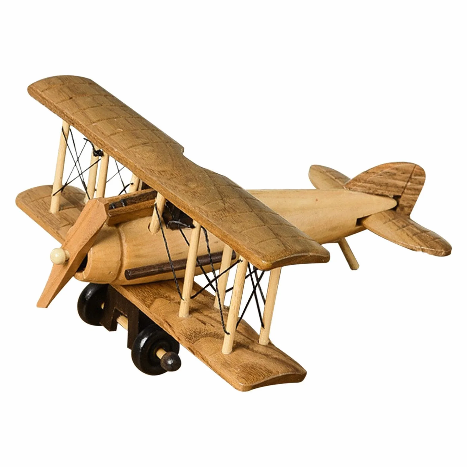 Aeromodello in Legno Teksome, Modello Artigianale di Aereo Vintage da Tavolo, Regalo di Compleanno per Bambini