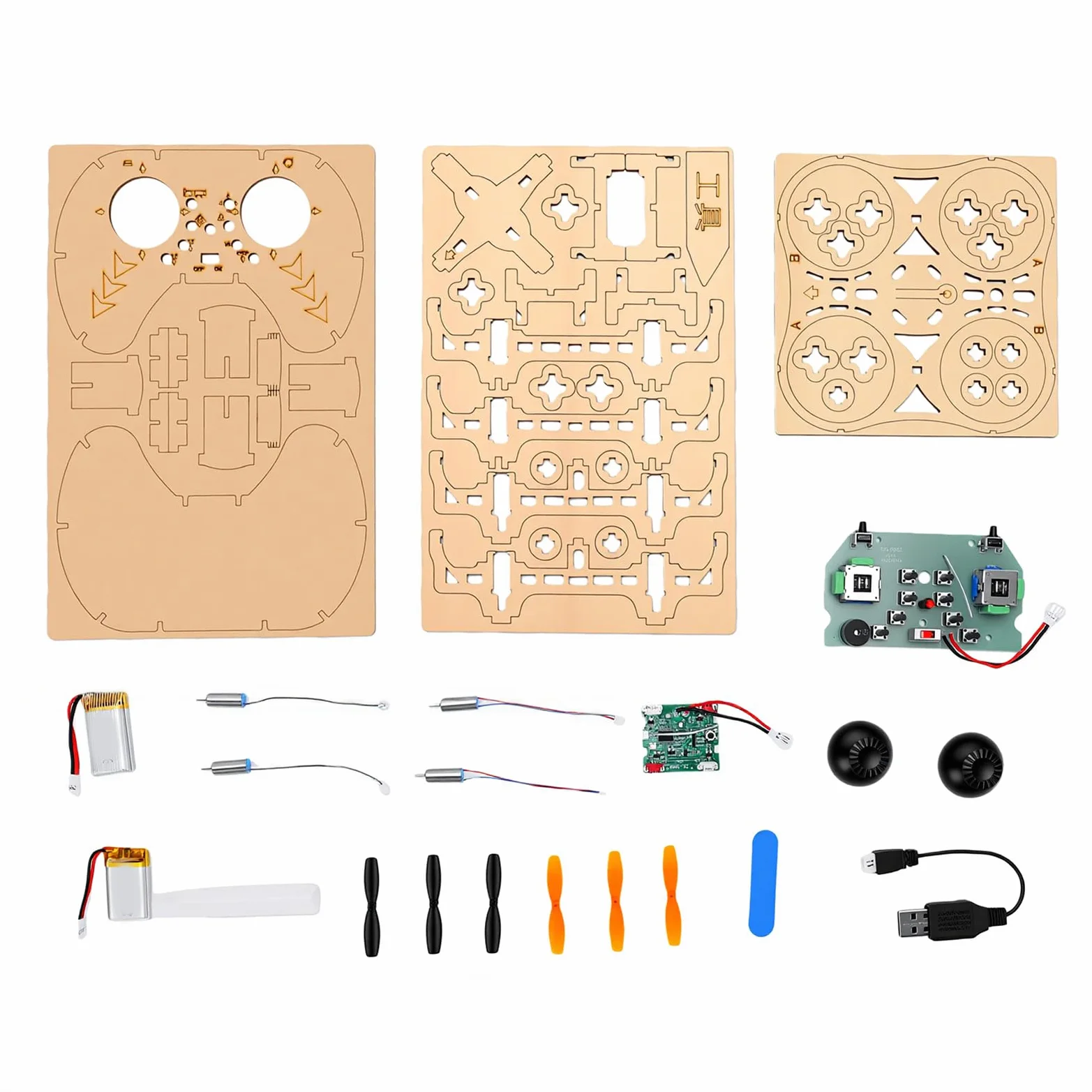 Asixxsix Kit drone in legno fai-da-te, quadricottero radiocomandato con decollo e atterraggio a un tasto e 3 livelli di velocità; come sussidio didattico per gare di aeromodellismo.