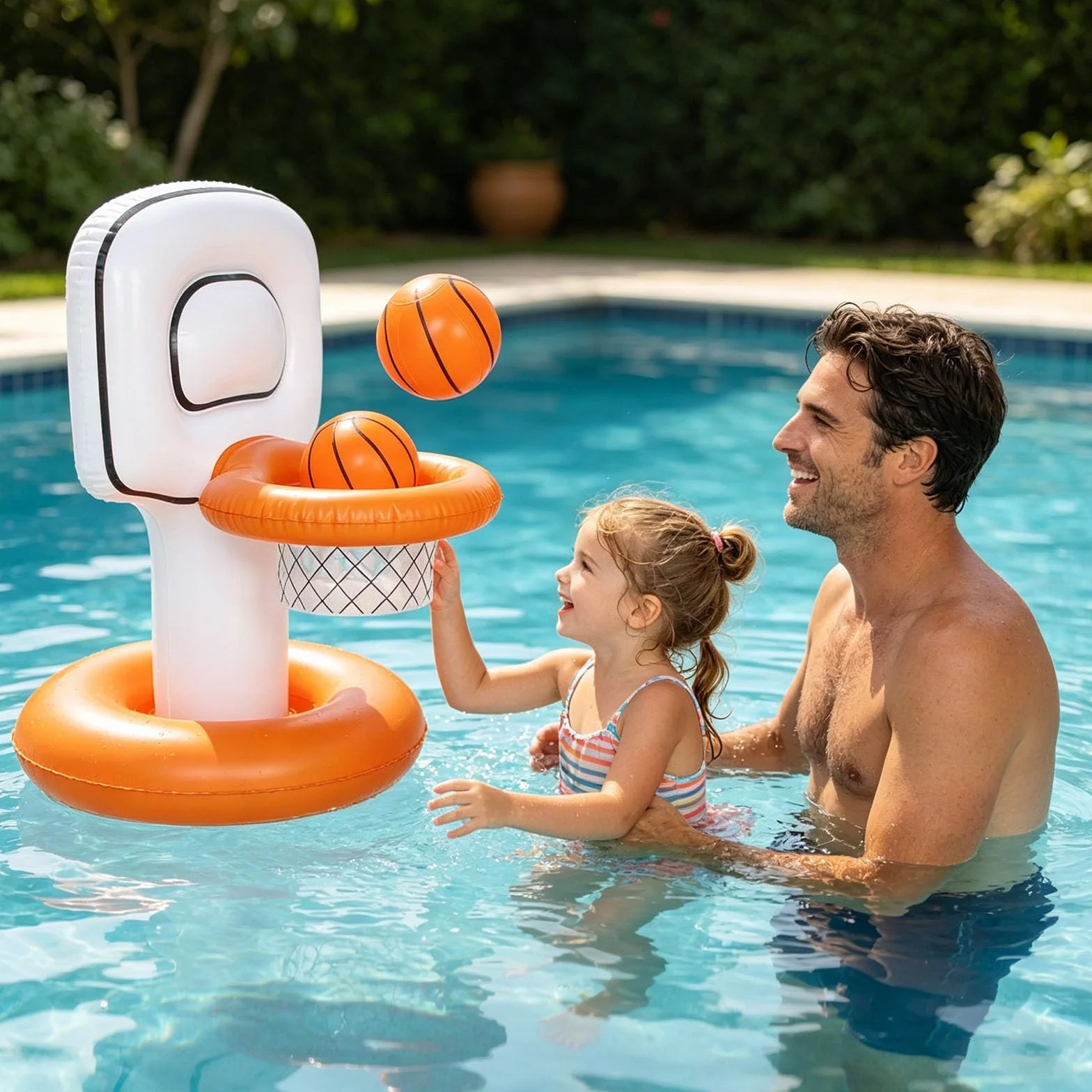 Canestro da basket gonfiabile Set per piscina con base galleggiante in PVC per gioco d'acqua Piscina Obiettivo di basket