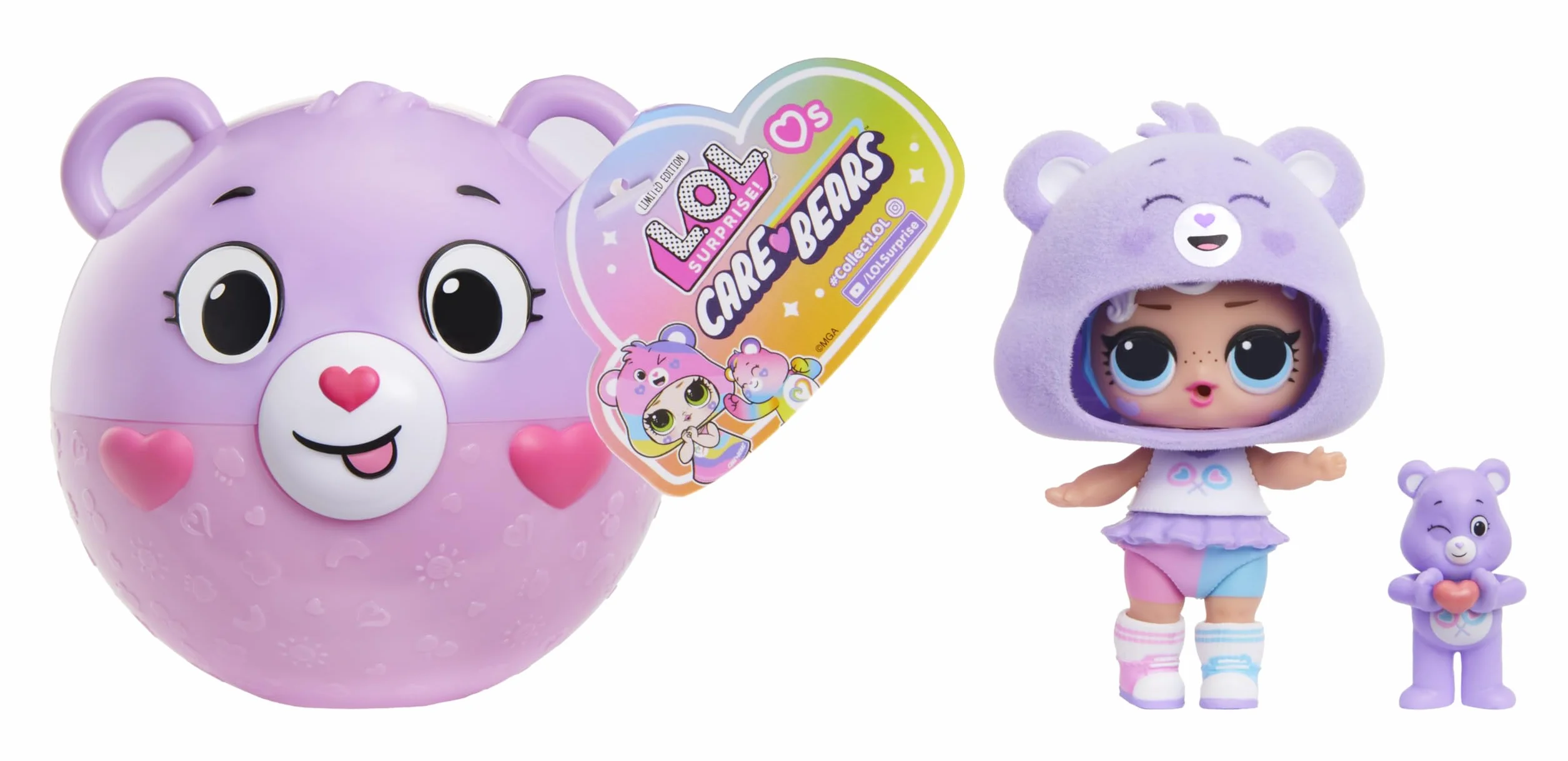 L.O.L. Surprise! Loves Care Bears Tots - Include 1 Bambola, Fornita con Abiti e Accessori, Palla a Forma di Orsetto, Confezione Cieca, Colleziona Tutte e 6 le Bambole