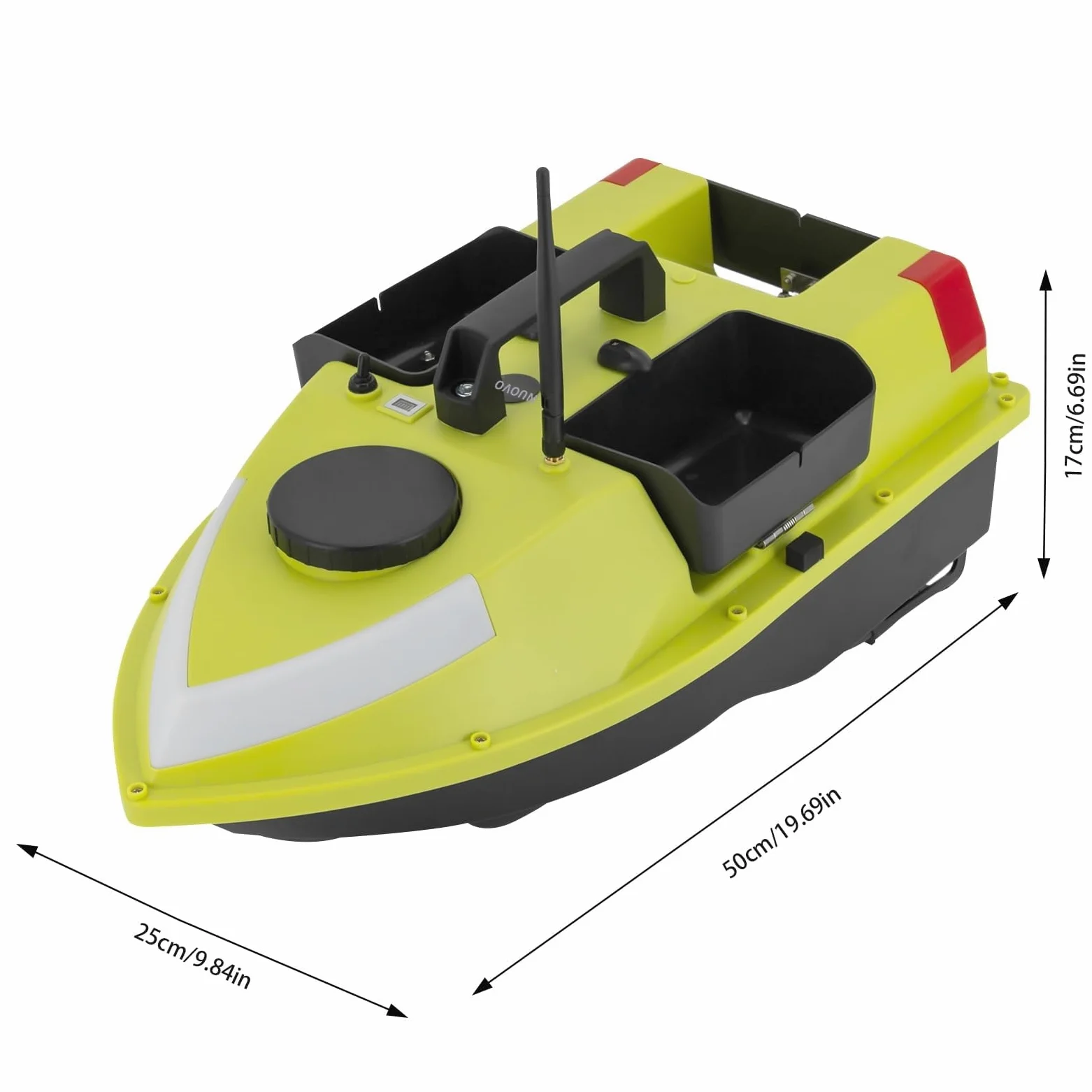 Intelligente RC Bait Boat, 600M Barca Radiocomandata da Pesca con GPS, Auto Reuturn, Wireless RC, 10000 rpm, 2x5200MA Batteria integrata, 99 Punti di Traina
