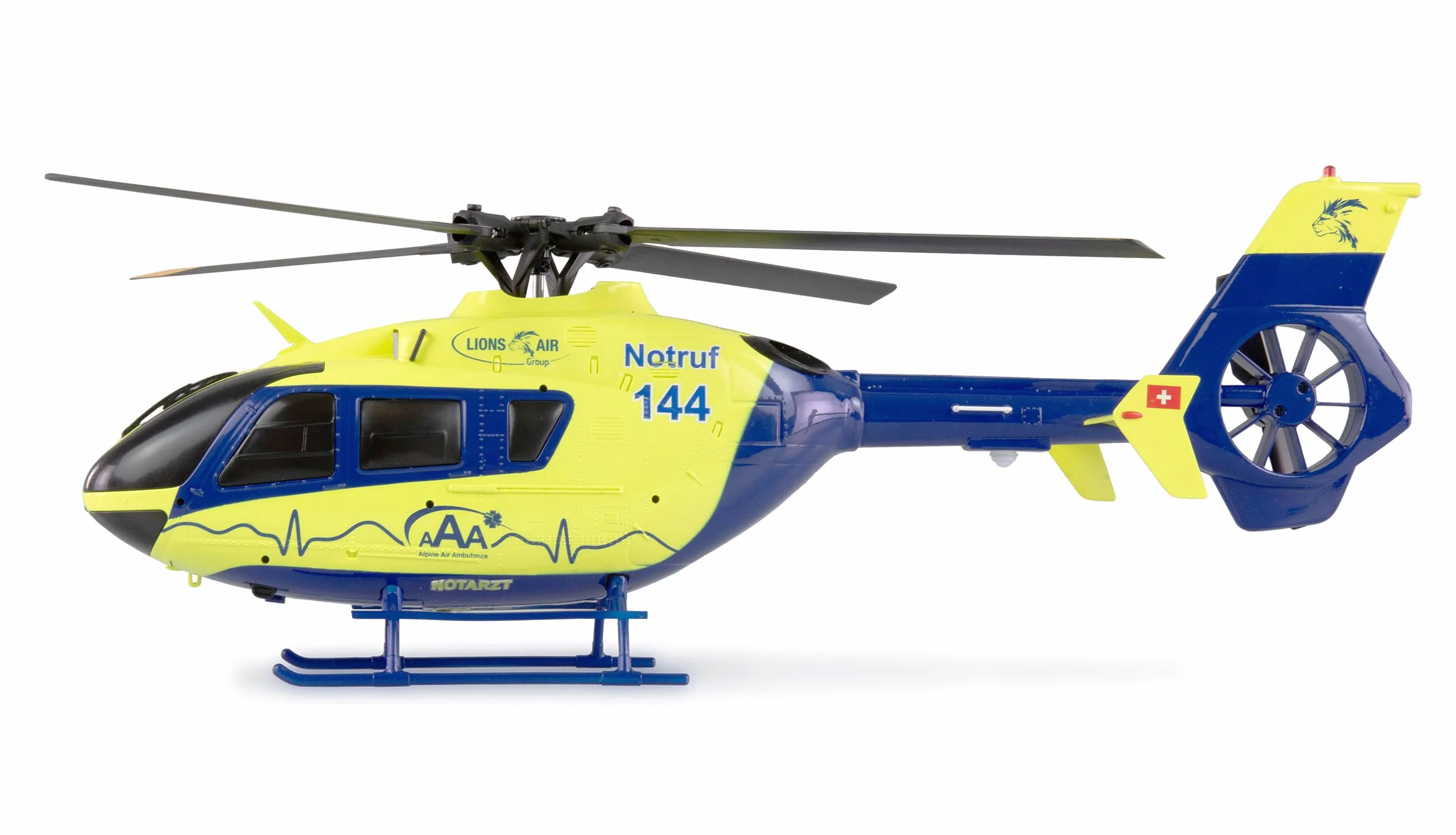 Amewi AFX-135 PRO Alpine Air Ambulance Elicottero 6 canali RC telecomandato 6G RTF, giallo fluo