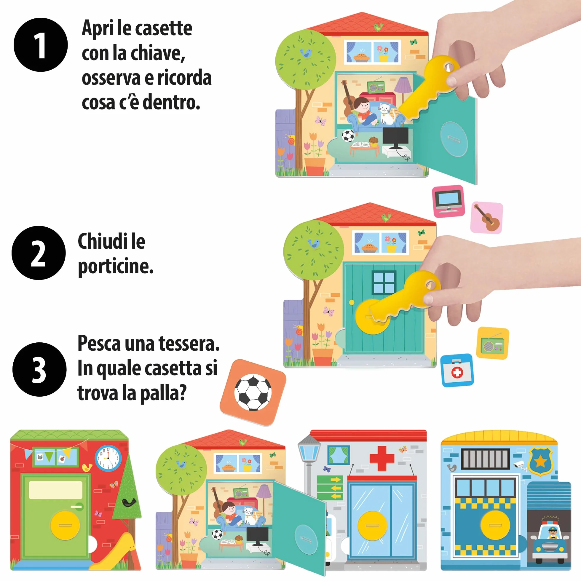 HEADU - Cerca Apri e Trova Montessori - Memoria e Osservazione per i Più Piccoli | Gioco Educativo Montessori 2 3 4 5 Anni, Gioco Memoria Bambini, Attività con Chiave Apri e Chiudi, Made in Italy