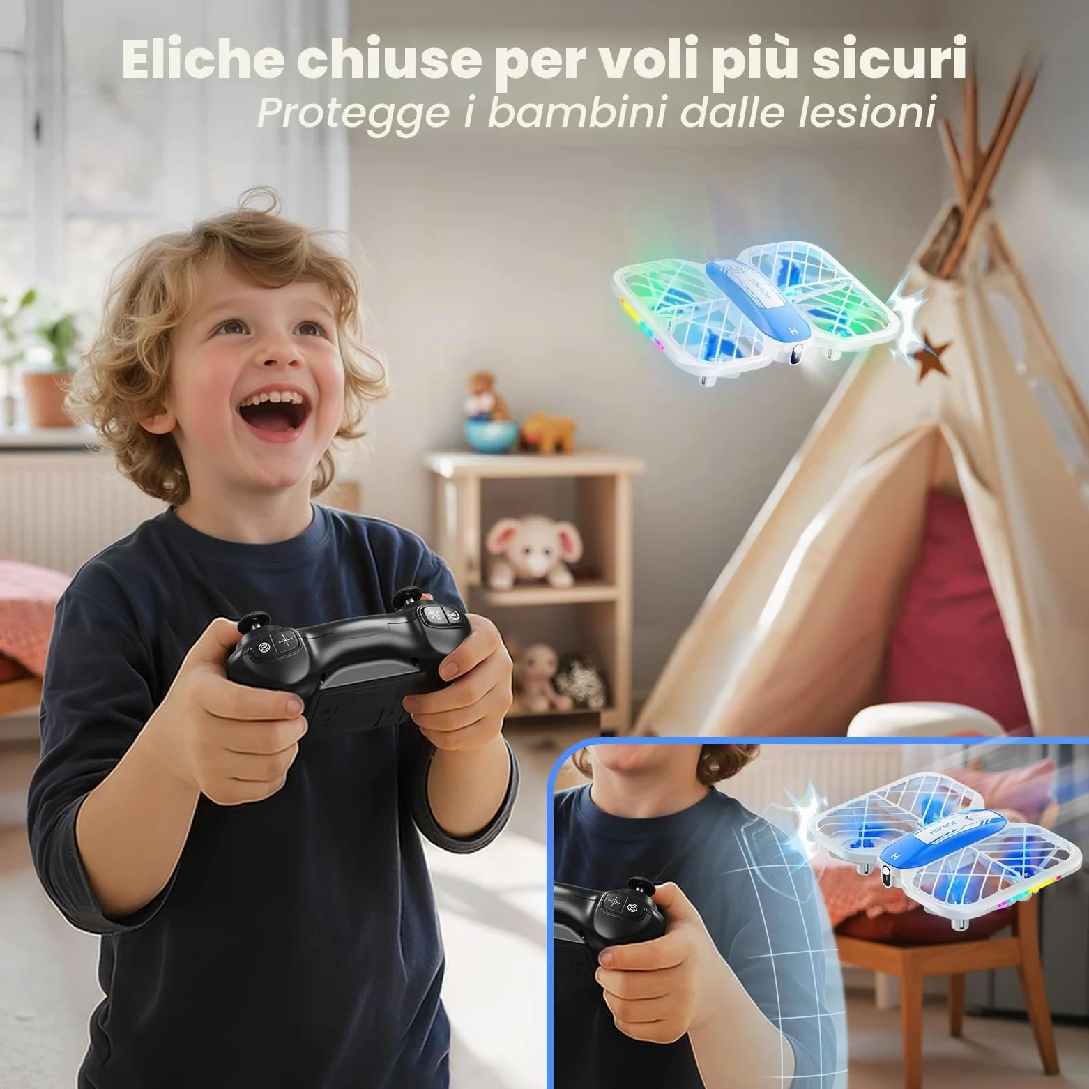 Mini drone per bambini, HOFMOC Mini drone con 5 luci LED, 3D Flip, avvio/atterraggio con un tasto, modalità headless, 3 modalità di velocità, 22 minuti di tempo di volo, drone giocattolo regali per