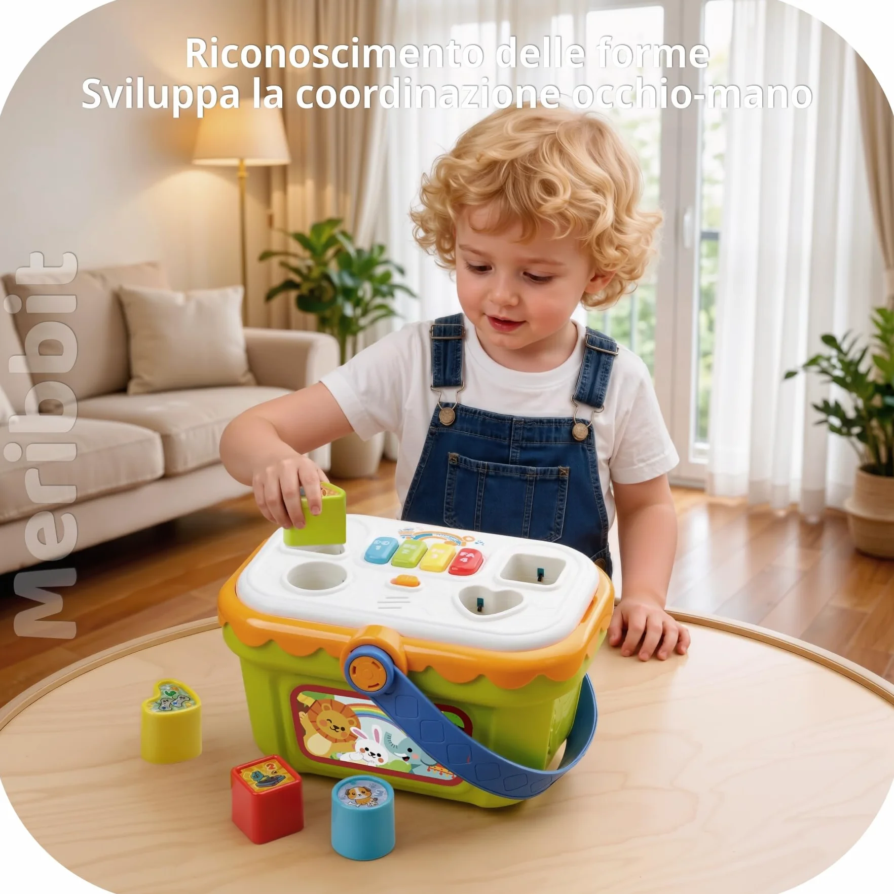 Giocattoli Sensoriali, Scatola Musicale con Forme da Incastro per Bambini 1-3 Anni, Giochi Educativi per 2 Anni con Luci e Pianoforte, Regalo per 1 2 3 Anni