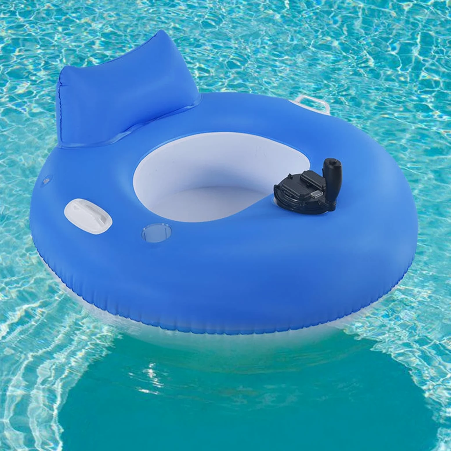 Galleggiante a tubo gonfiabile Balsa elettrico con schienale | Sdraio galleggiante per il riposo acquatico, da usare in lago, stagno, spiaggia, fiume, piscina ed estate